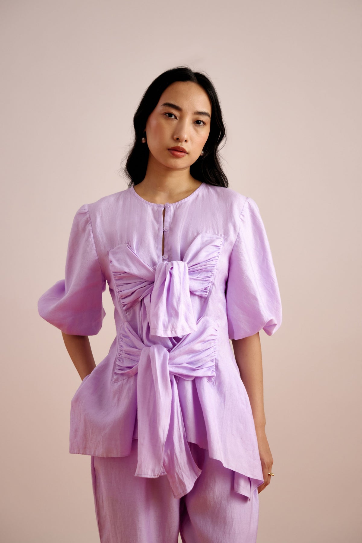 Echo Lilac Tie up Top and pant Set