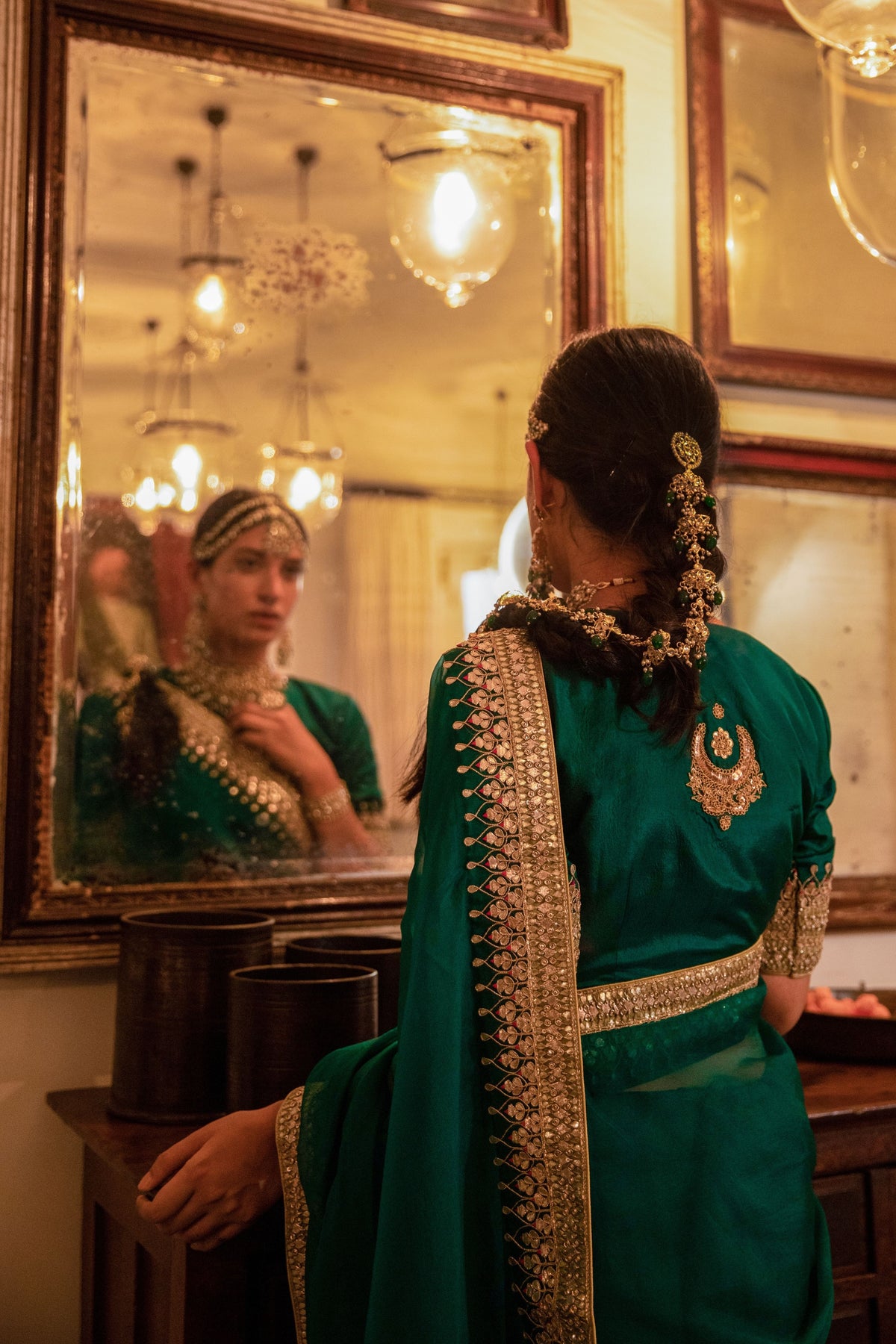 Emerald Green Bridal saree Set