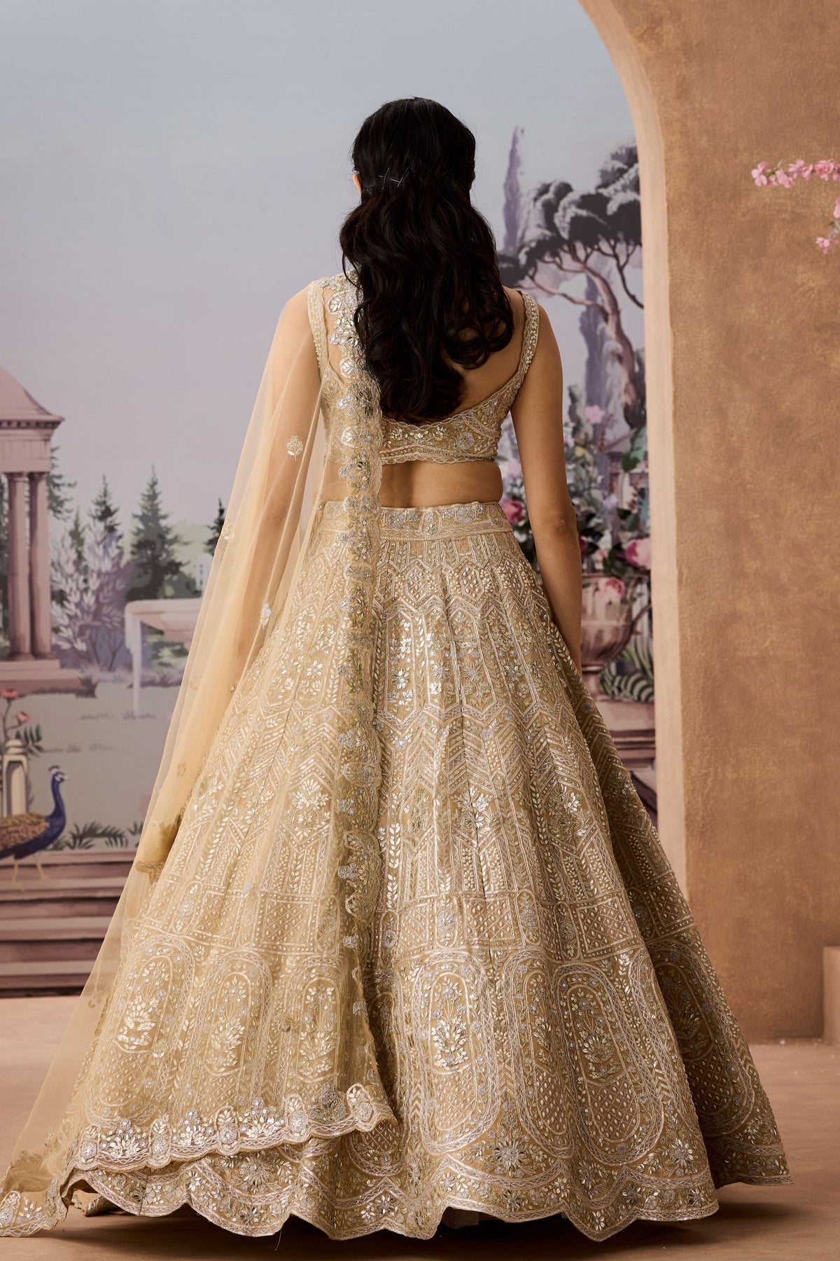 Alld Champagne Pearl Lehenga Set