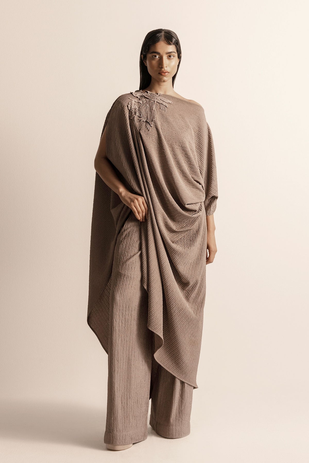 Nadru Knit Draped Tunic Set