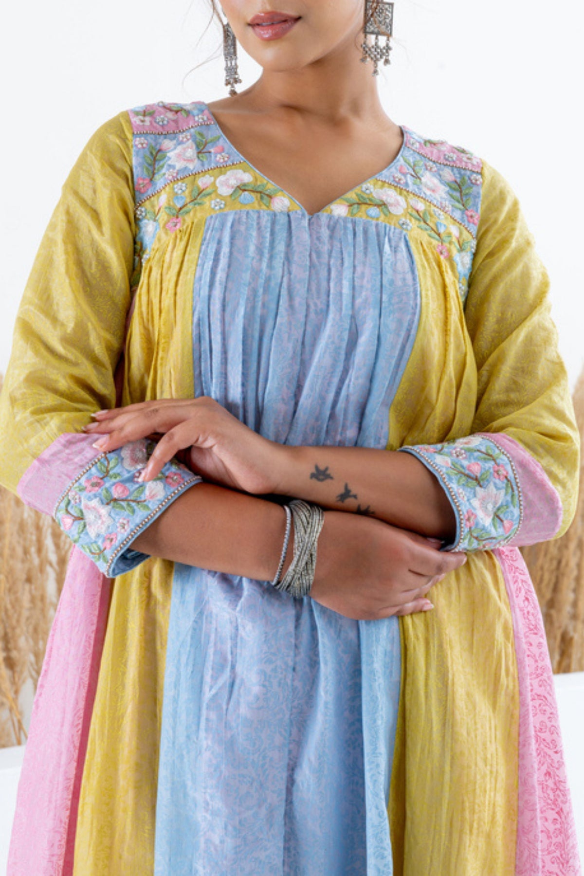 Blue Yellow Kurta Set