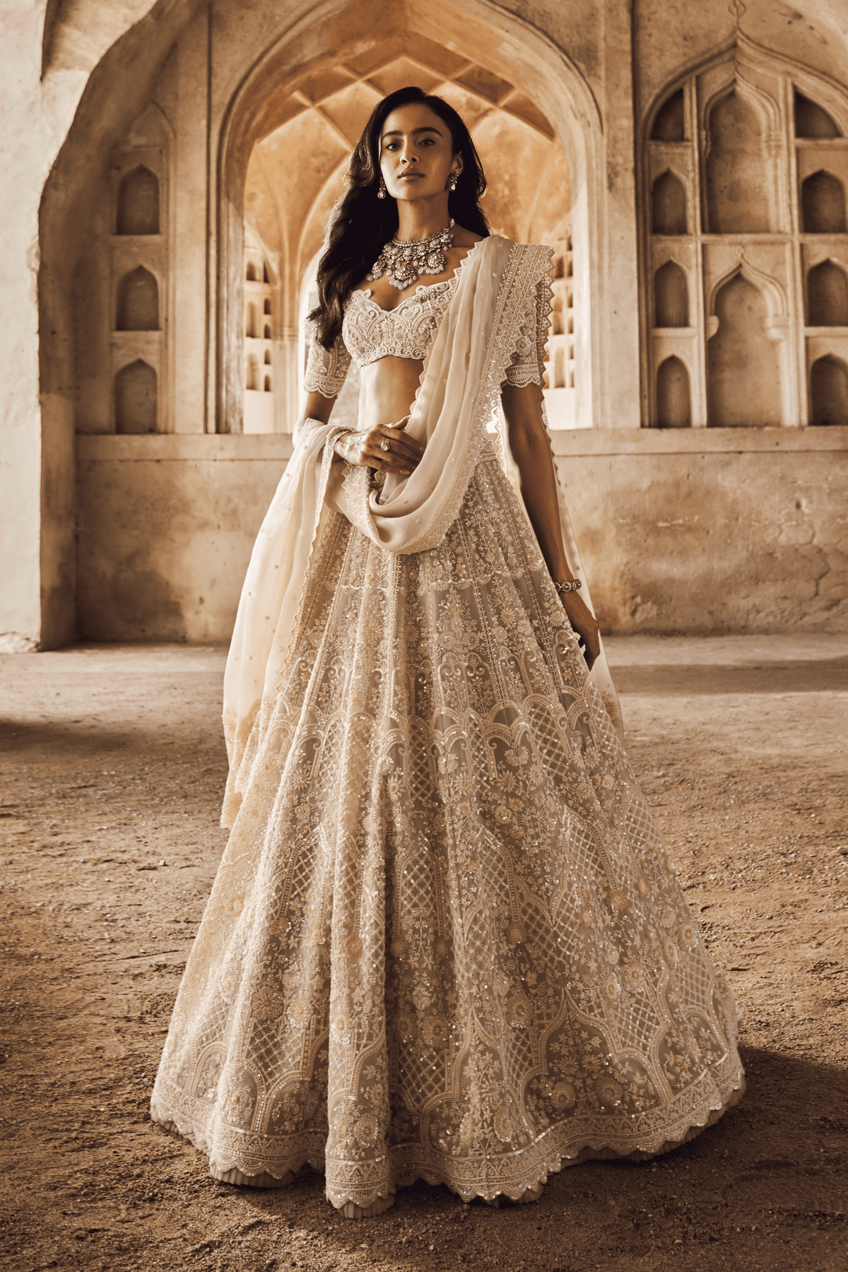 Greyish Ivory Meena Lehenga Set