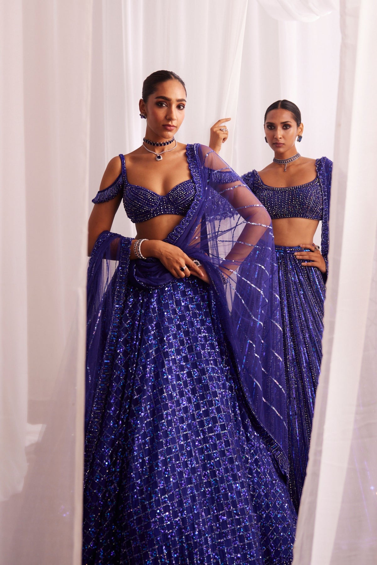 Cocktail Blue Tulle Lehenga Set