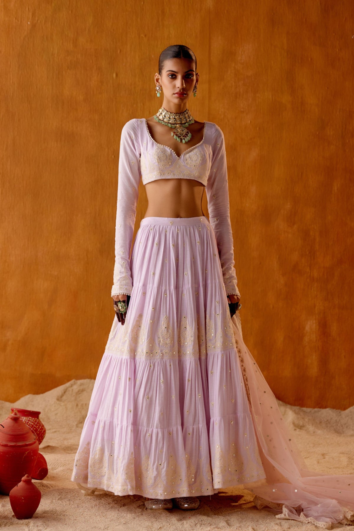 Lavender Tower Embroidered Lehenga Set