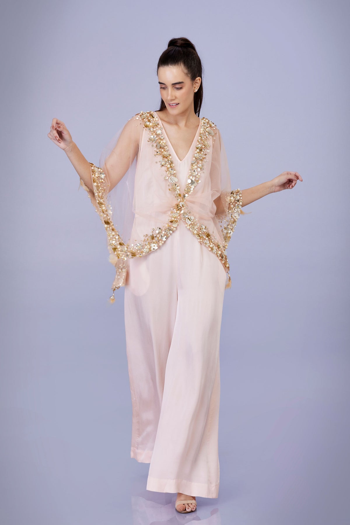 Light Peach Jumpsuit With Kaftan