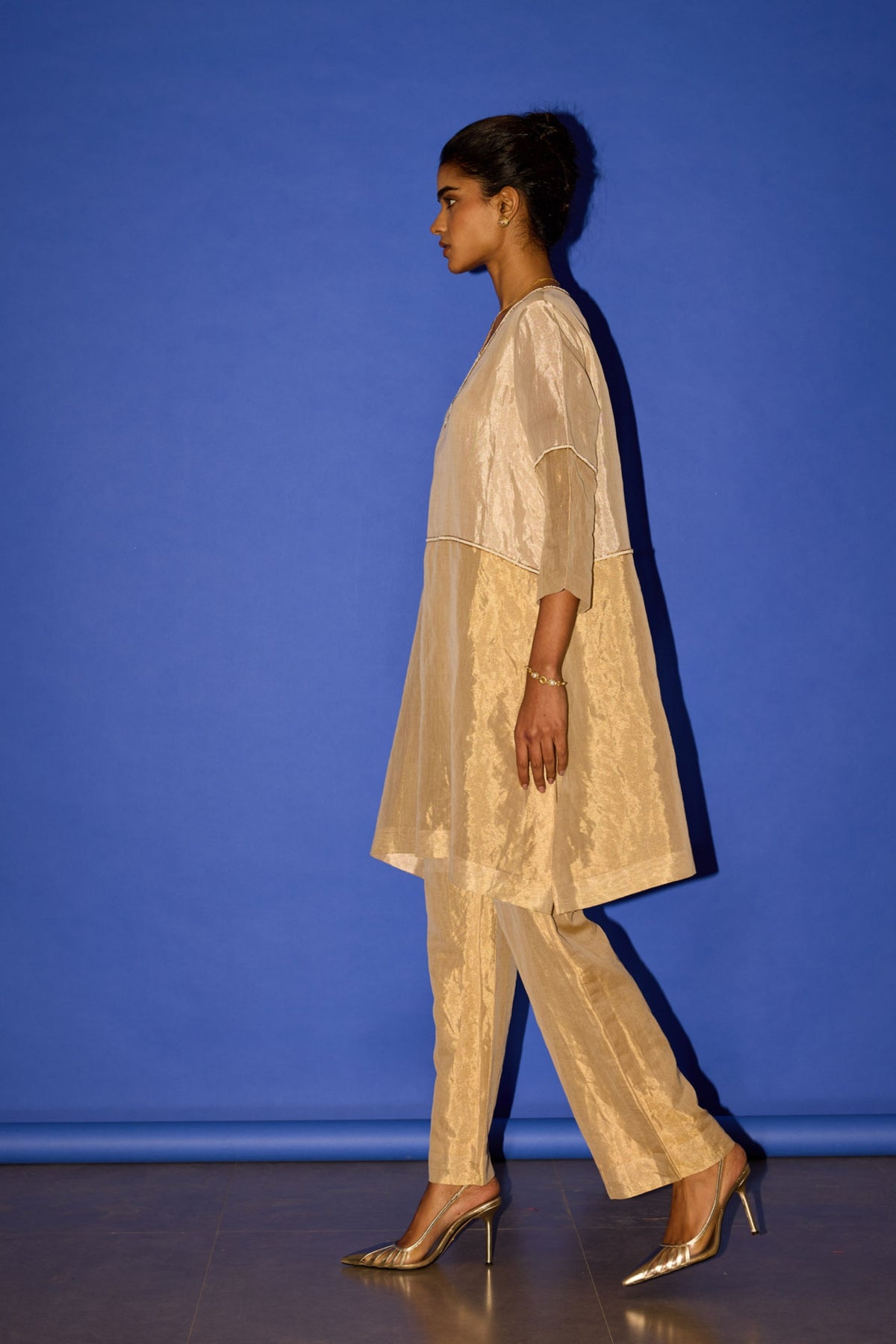 Gold A-line Kurta Set