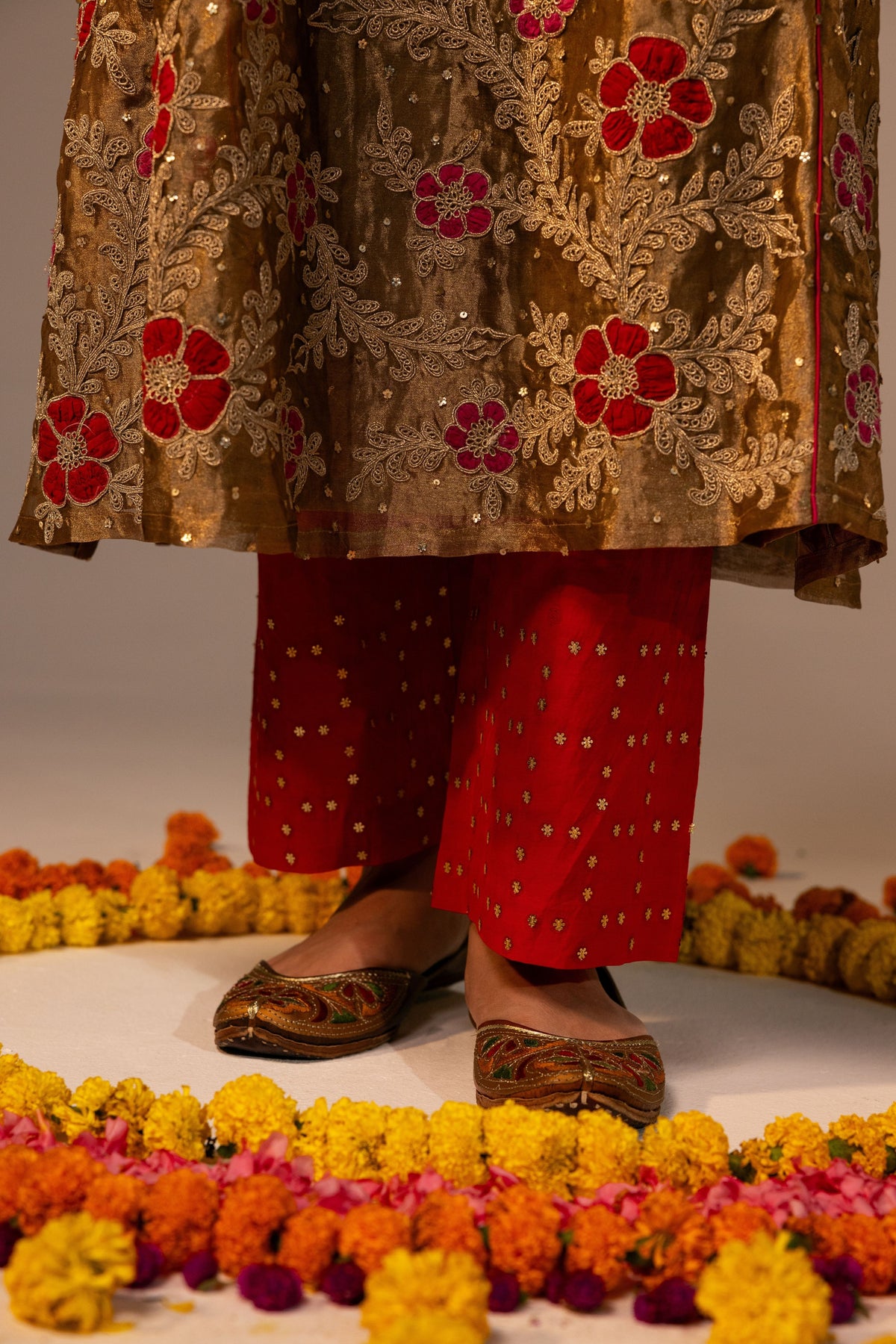 Gold Tissue Kurta Set