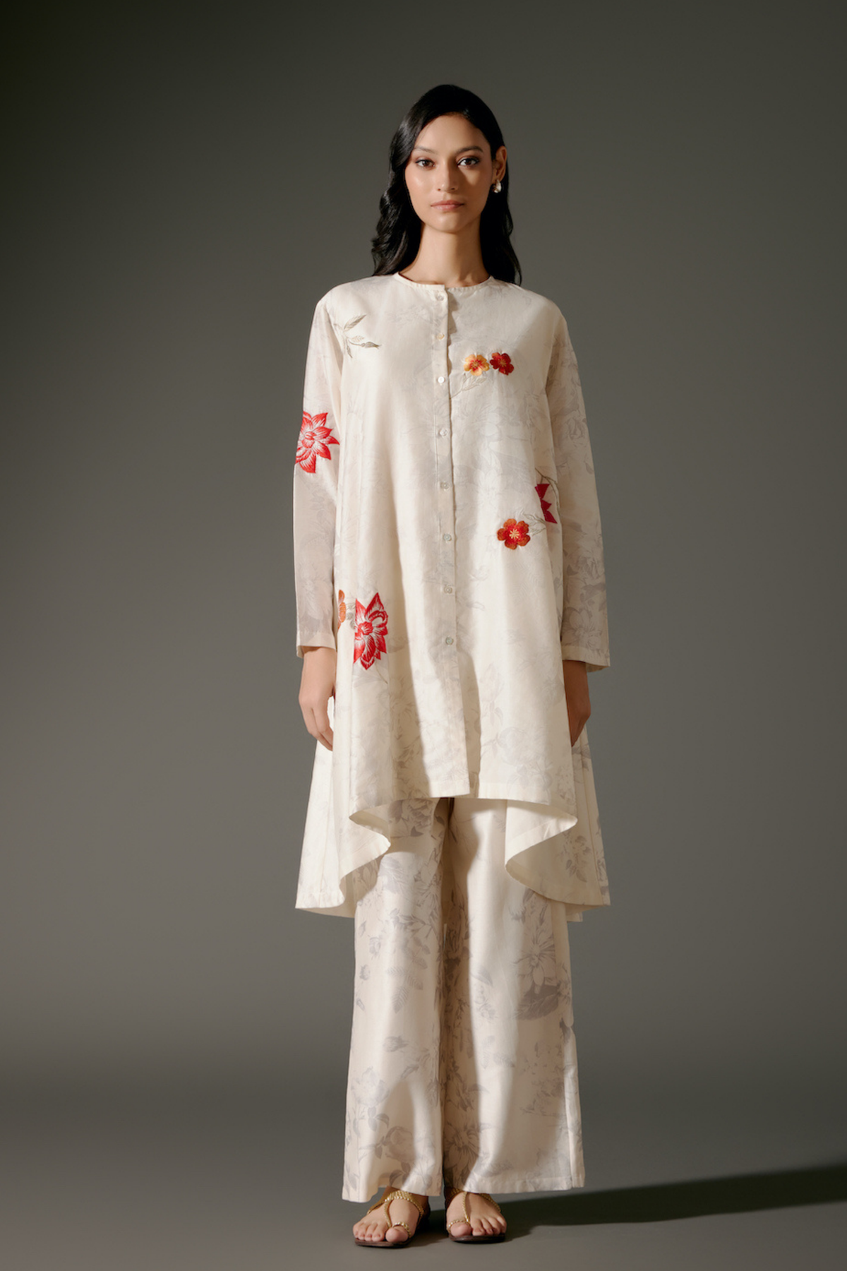 Flared A-line Tunic Set Ivory