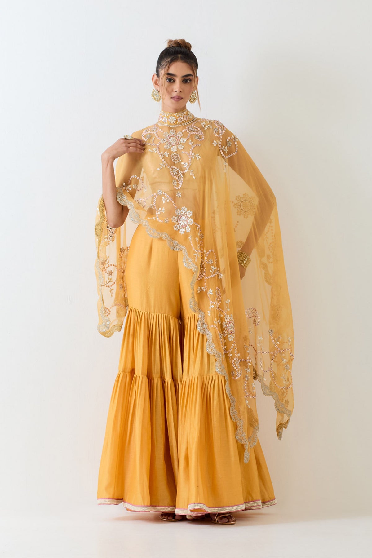 Organza Cape With Sharara Set