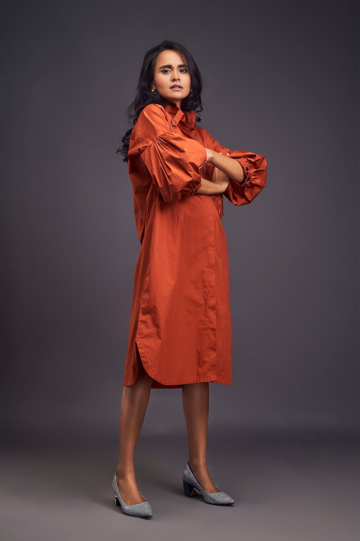 Rust Oversized Shirt Dress