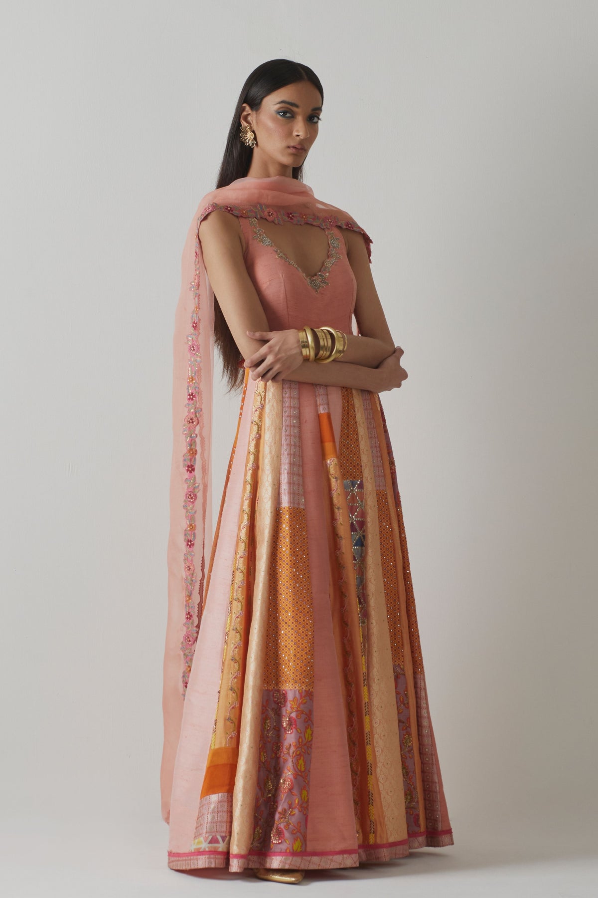 Coral Anarkali Set