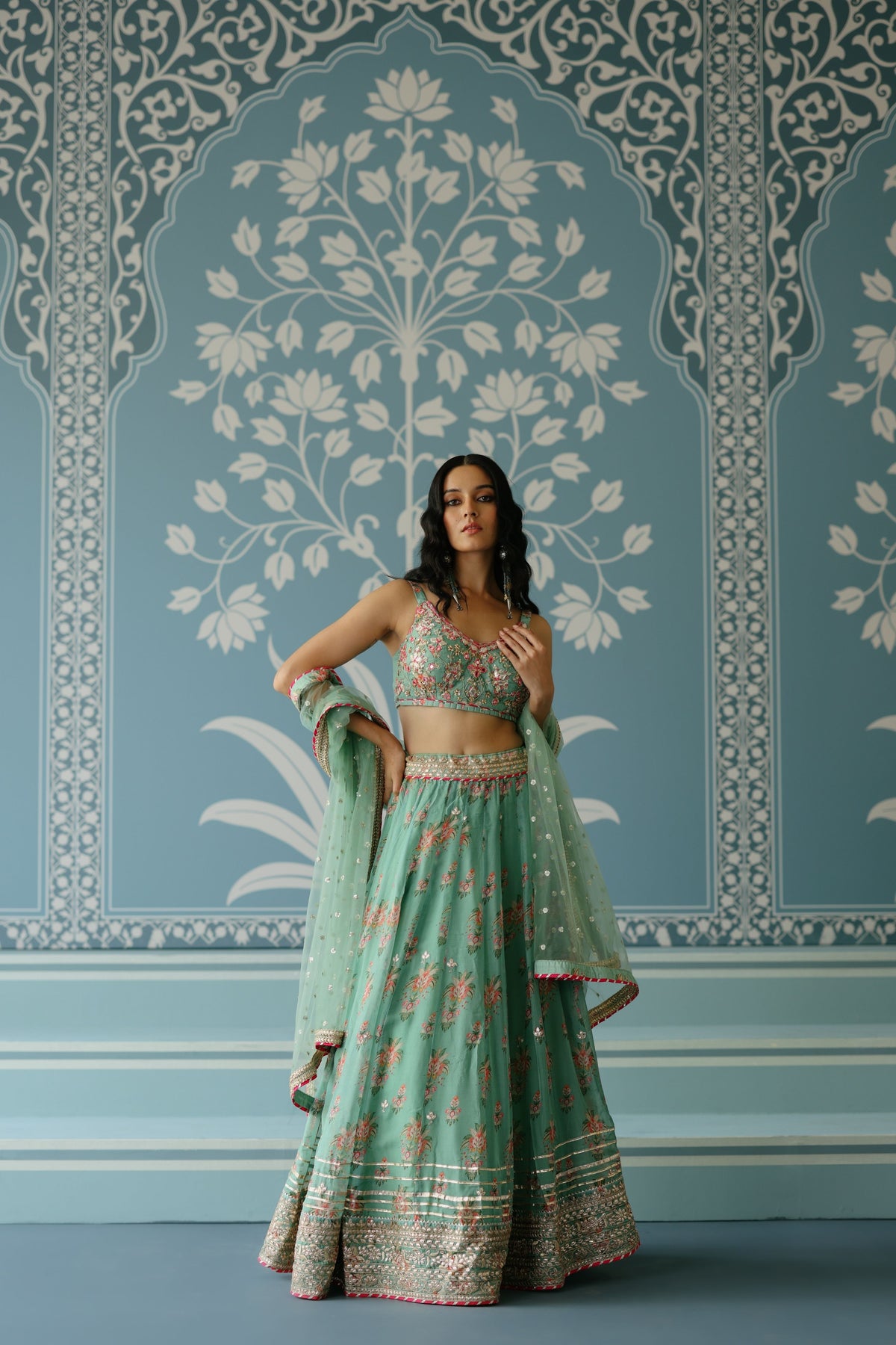 Mint Malini Lehenga Set