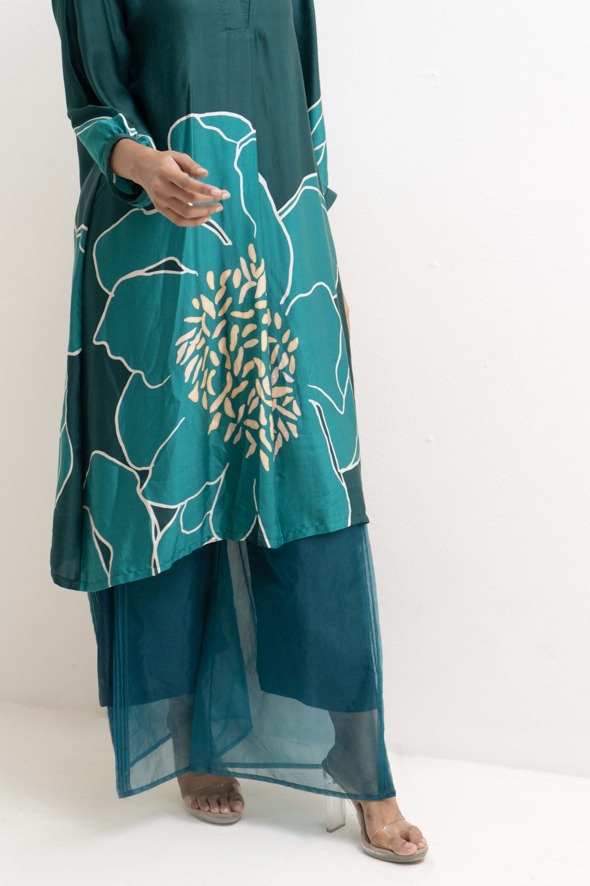 Layered Pants With Printed Kurta