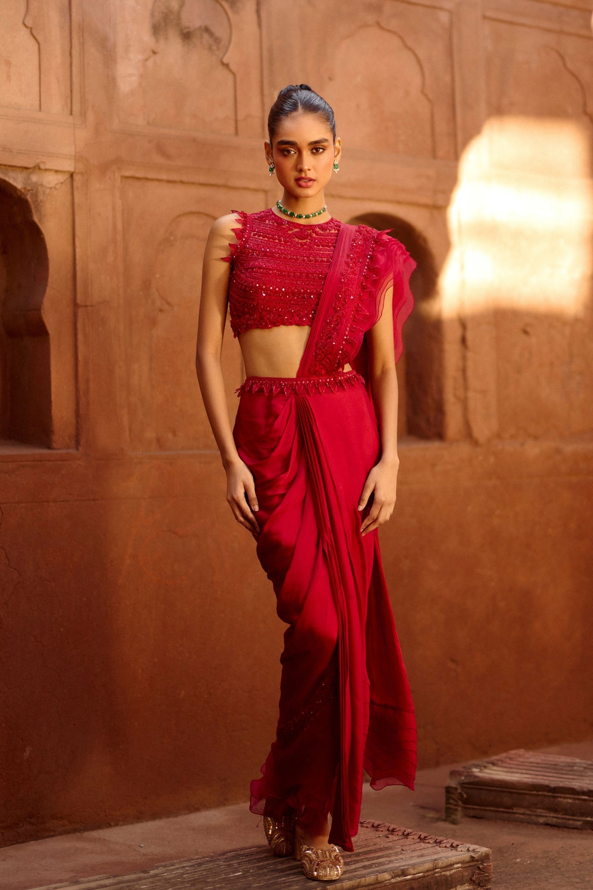 Garnet Draped Saree