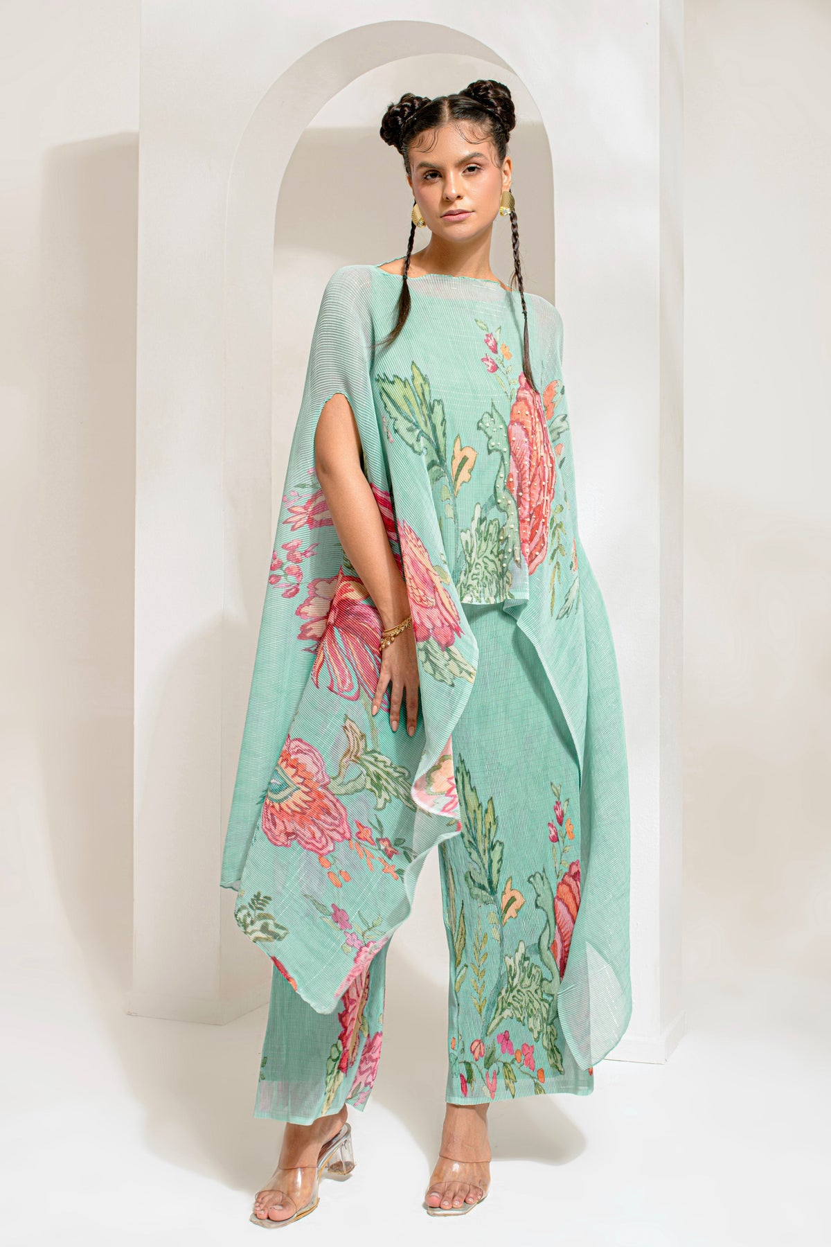 Green Hp Kaftan And Pant