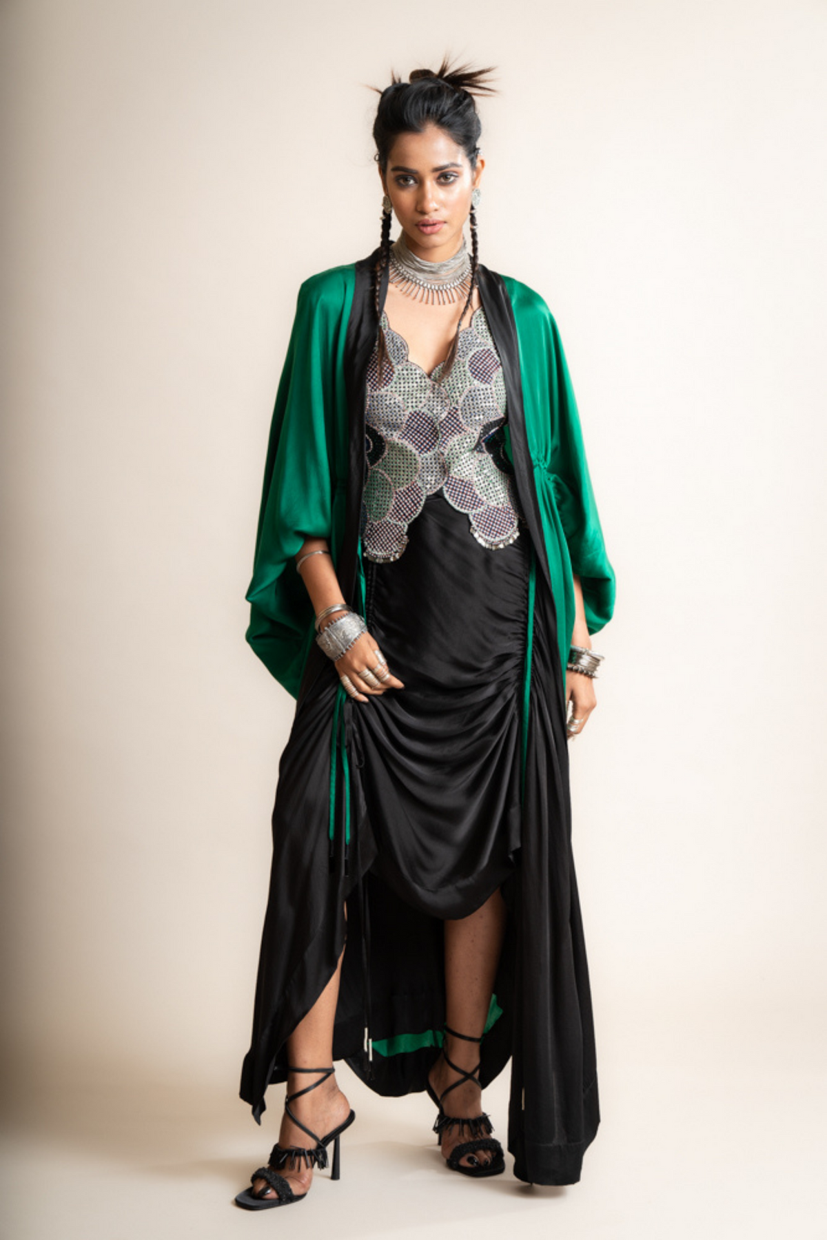 Green Cape With Waist-coat And Skirt