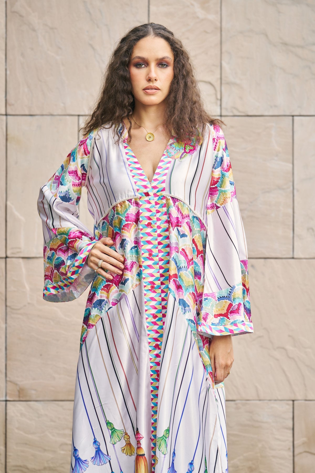 Tassle Printed A- Line Maxi Dress