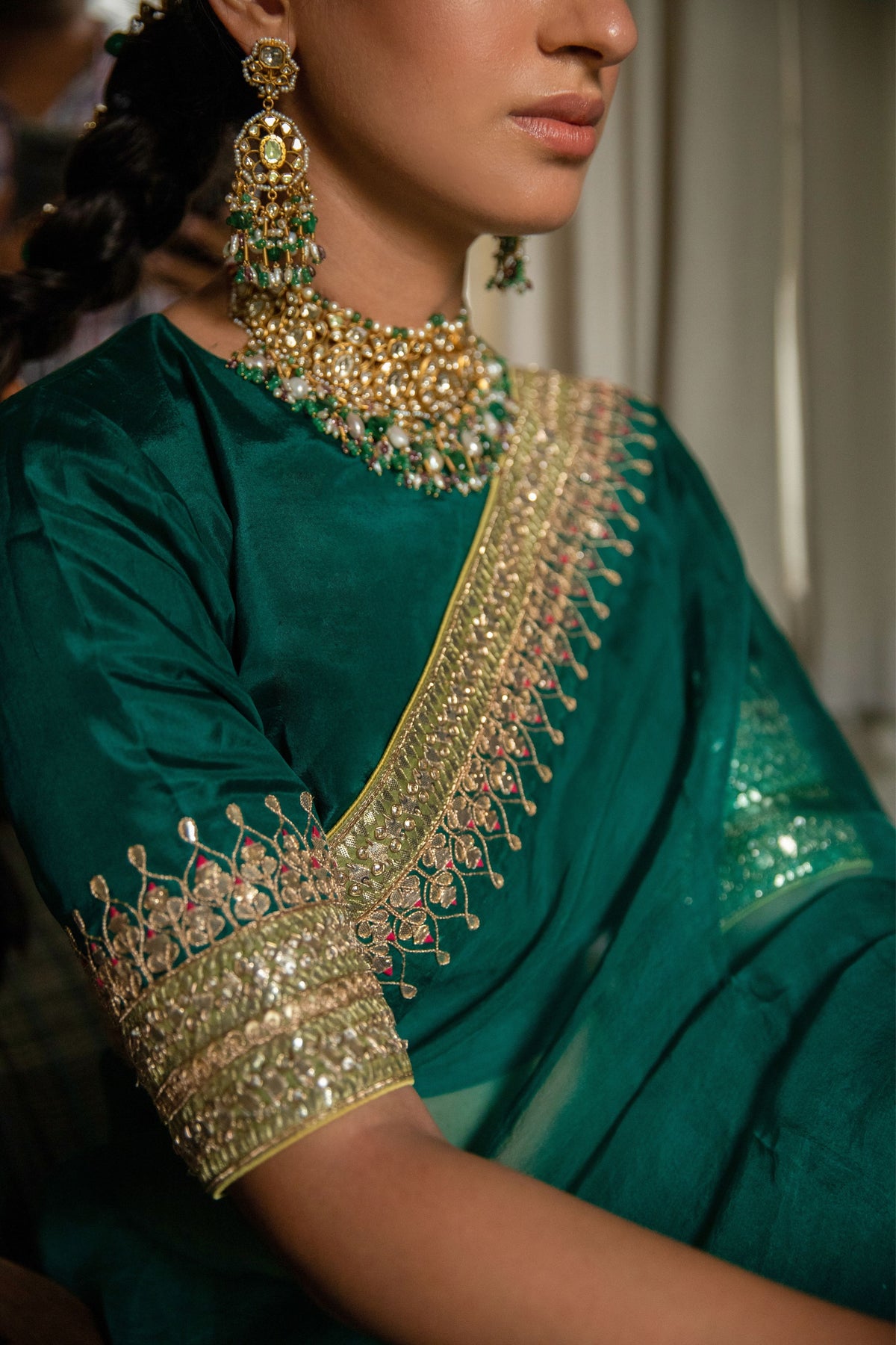 Emerald Green Bridal saree Set