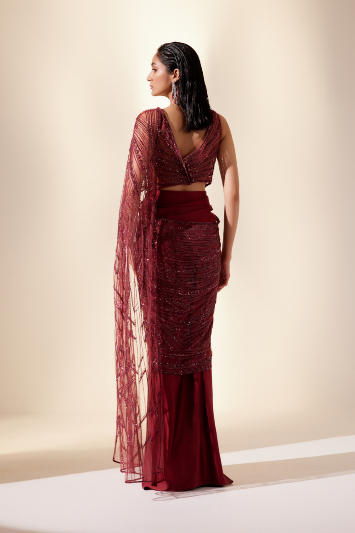 Wine Sizzling Whispers Saree