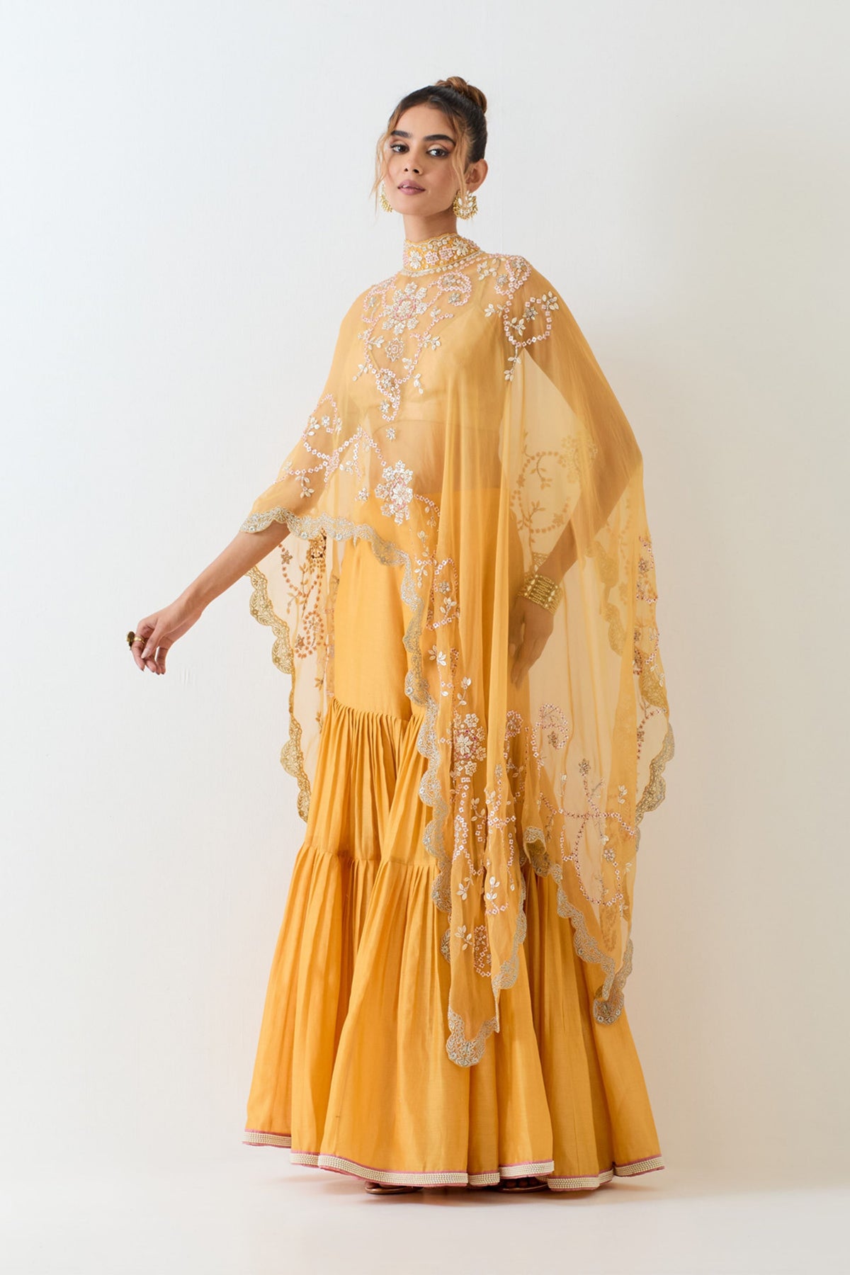 Organza Cape With Sharara Set