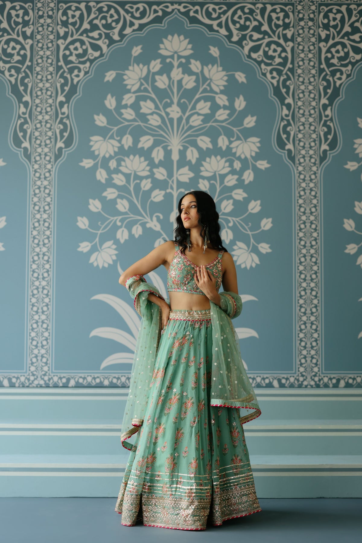 Mint Malini Lehenga Set