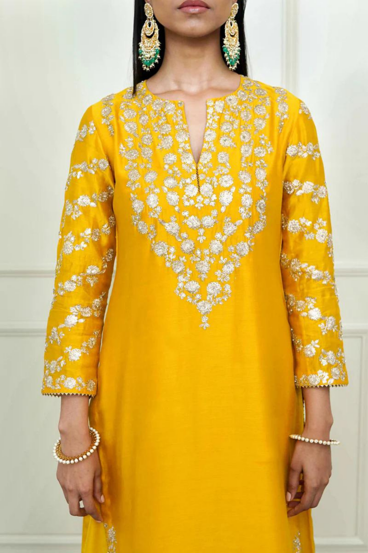 Glaze mustard long kurta set