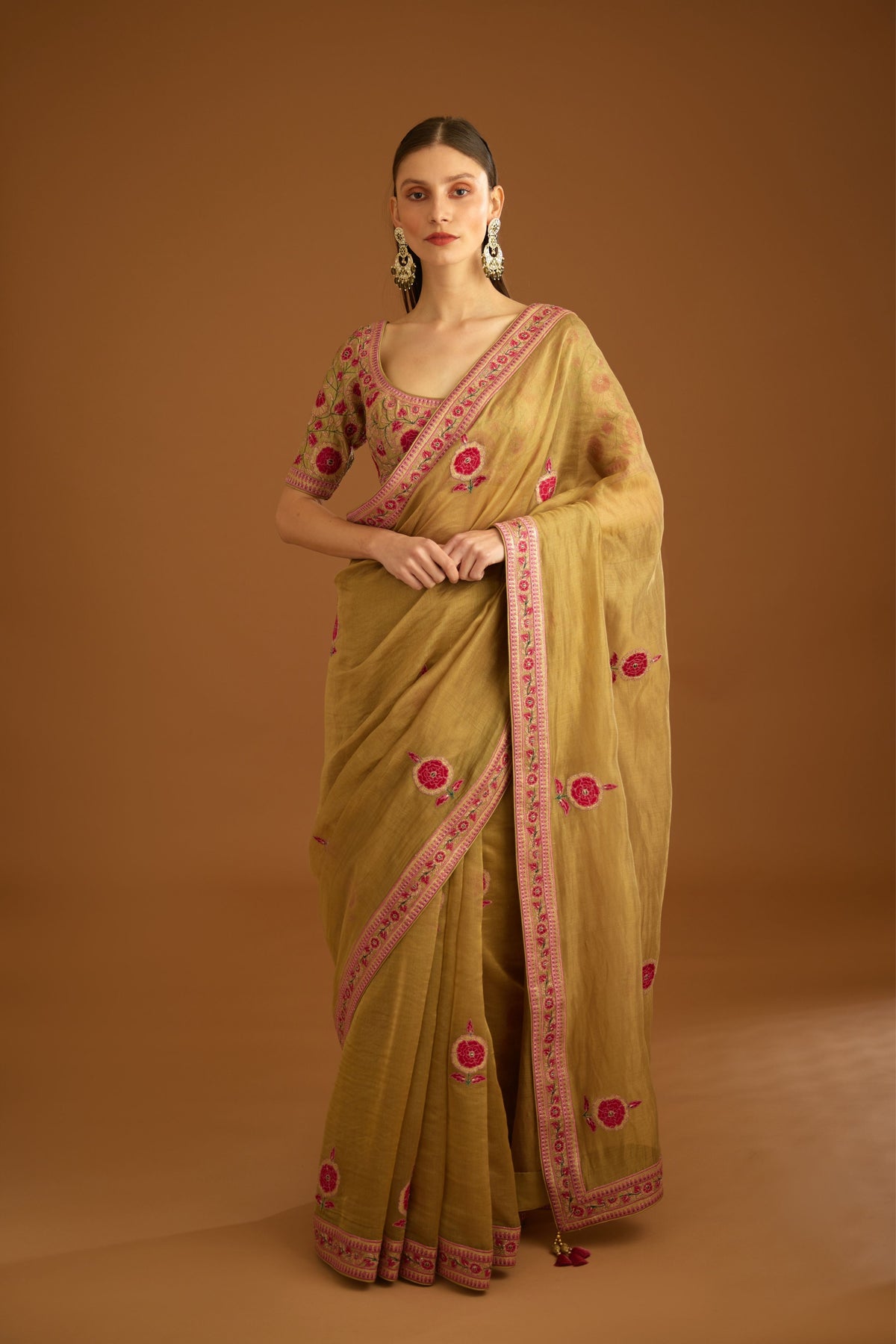 Mustard gold Saree set