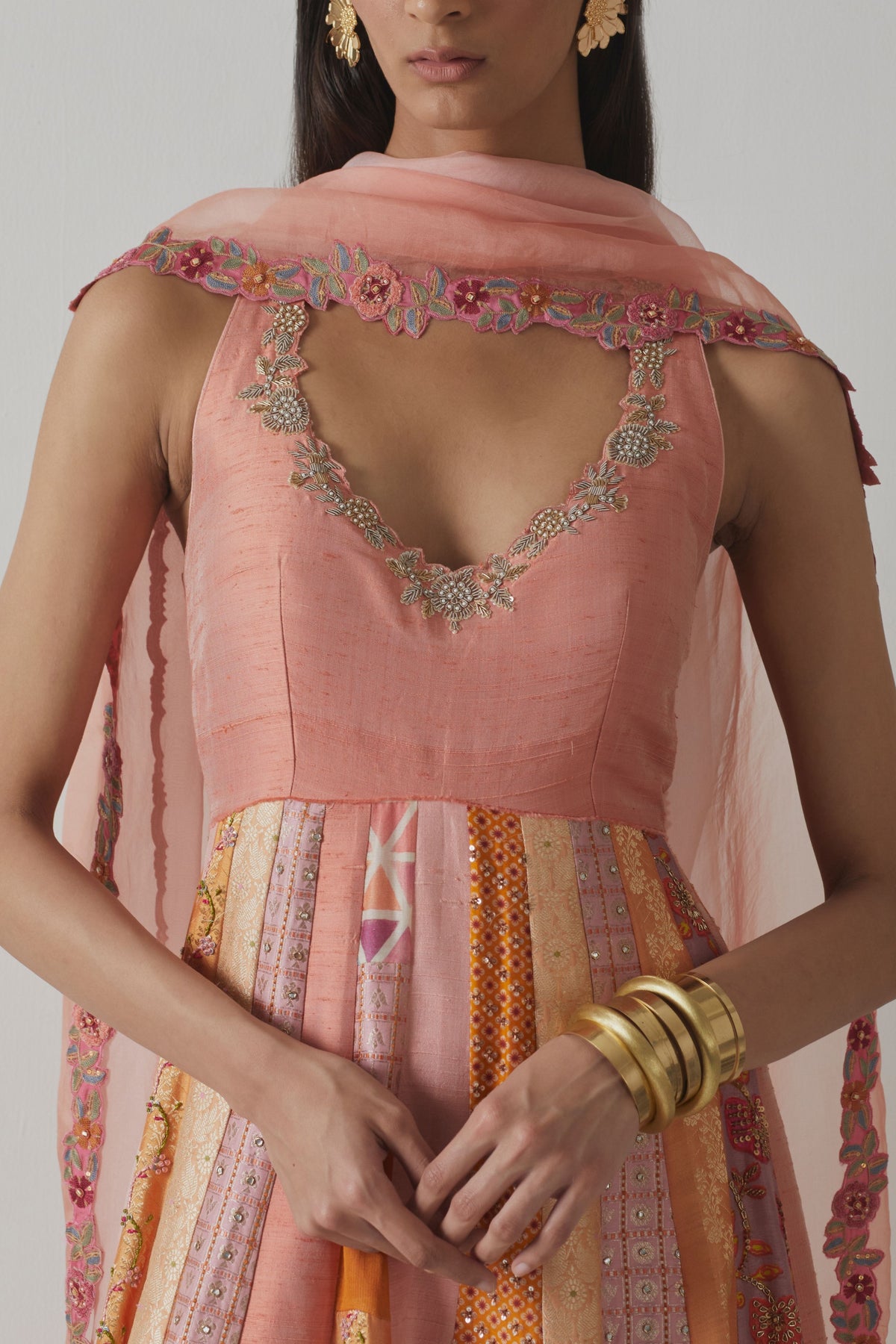 Coral Anarkali Set