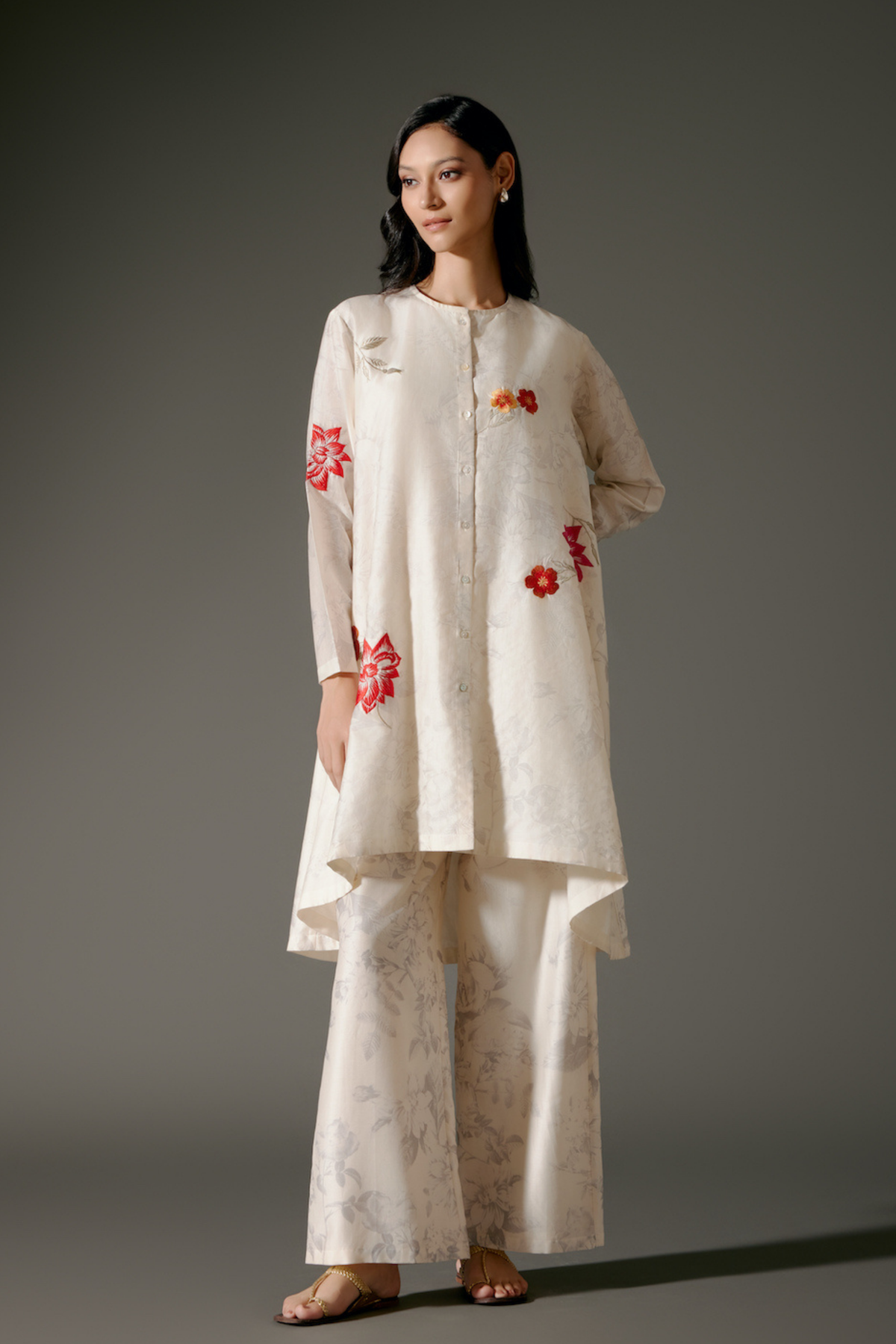 Flared A-line Tunic Set Ivory