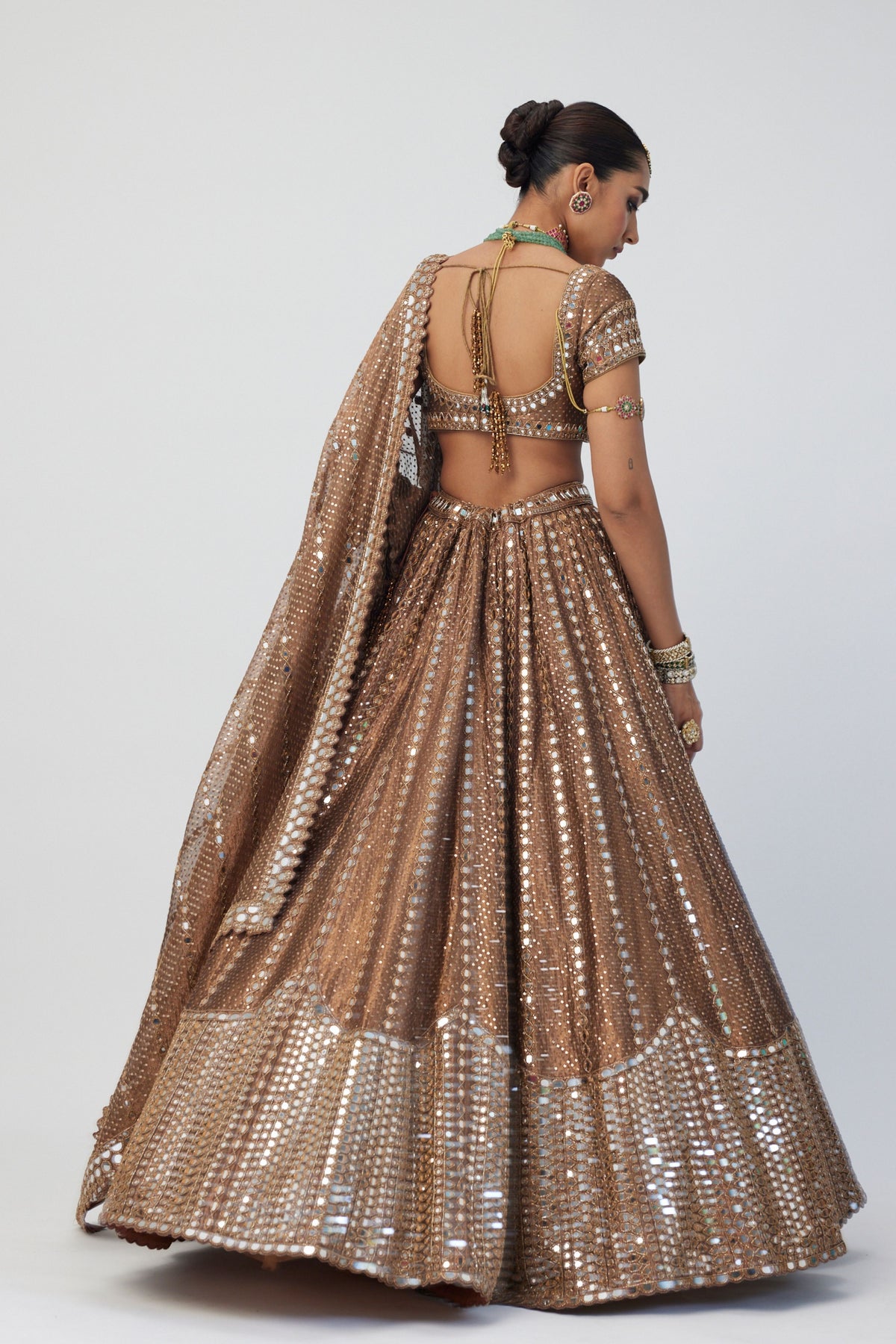 Copper Shimmer Mirror Lehenga Set