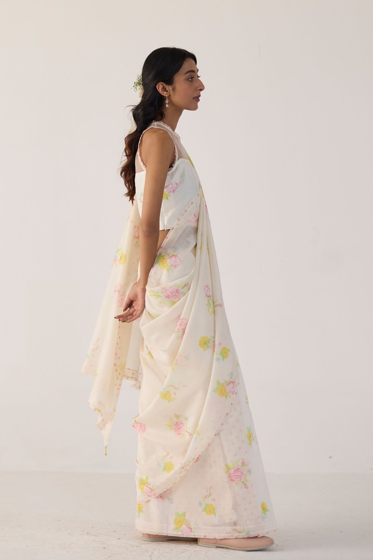 Valley Rose Silk and Cotton Chanderi Sari