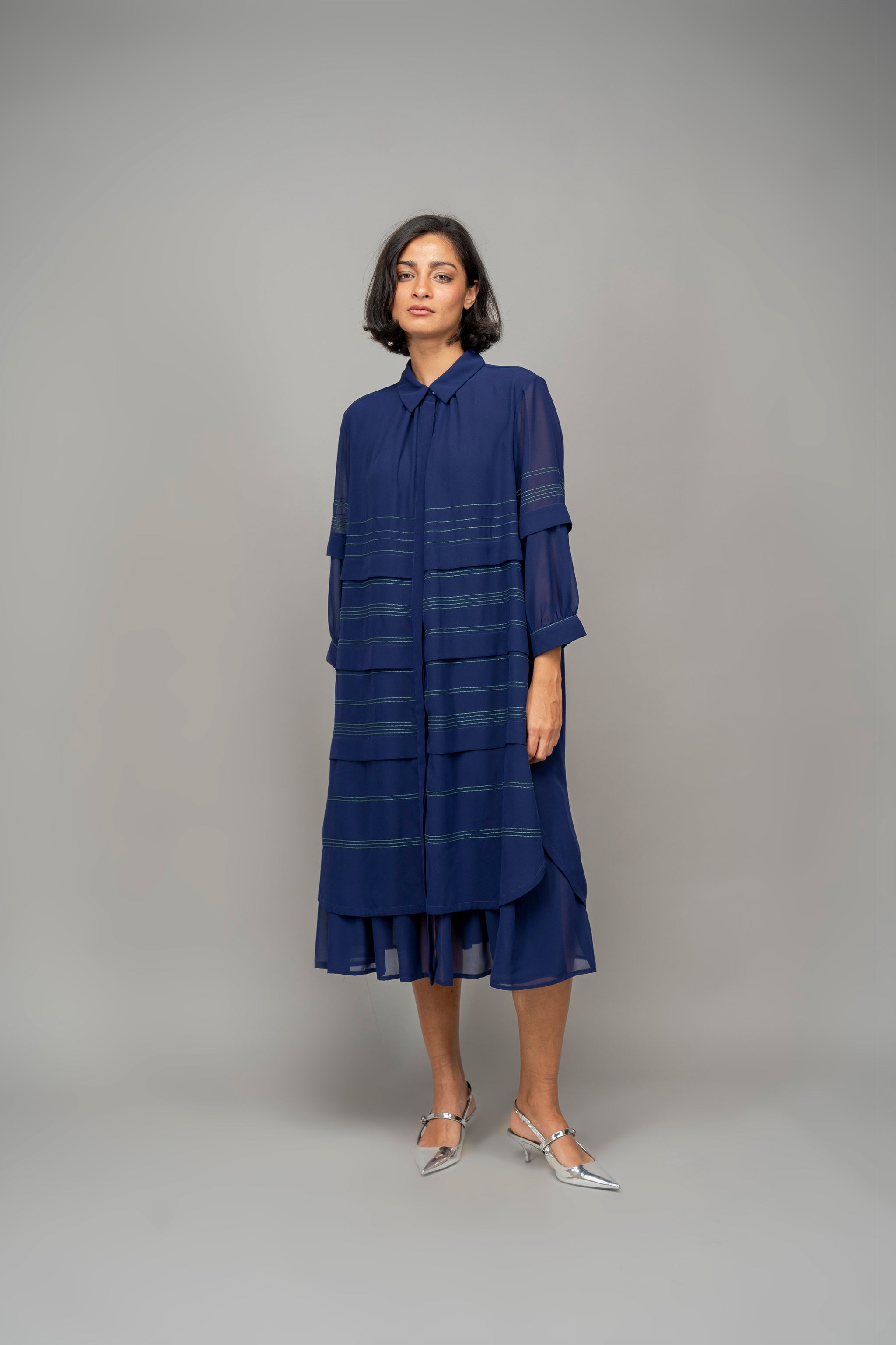 Leh Studios - Navy Double Layer Dress - Elahe