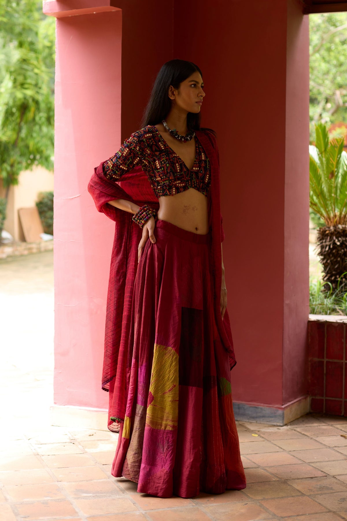 Multicolor Overdyed Lehenga Set