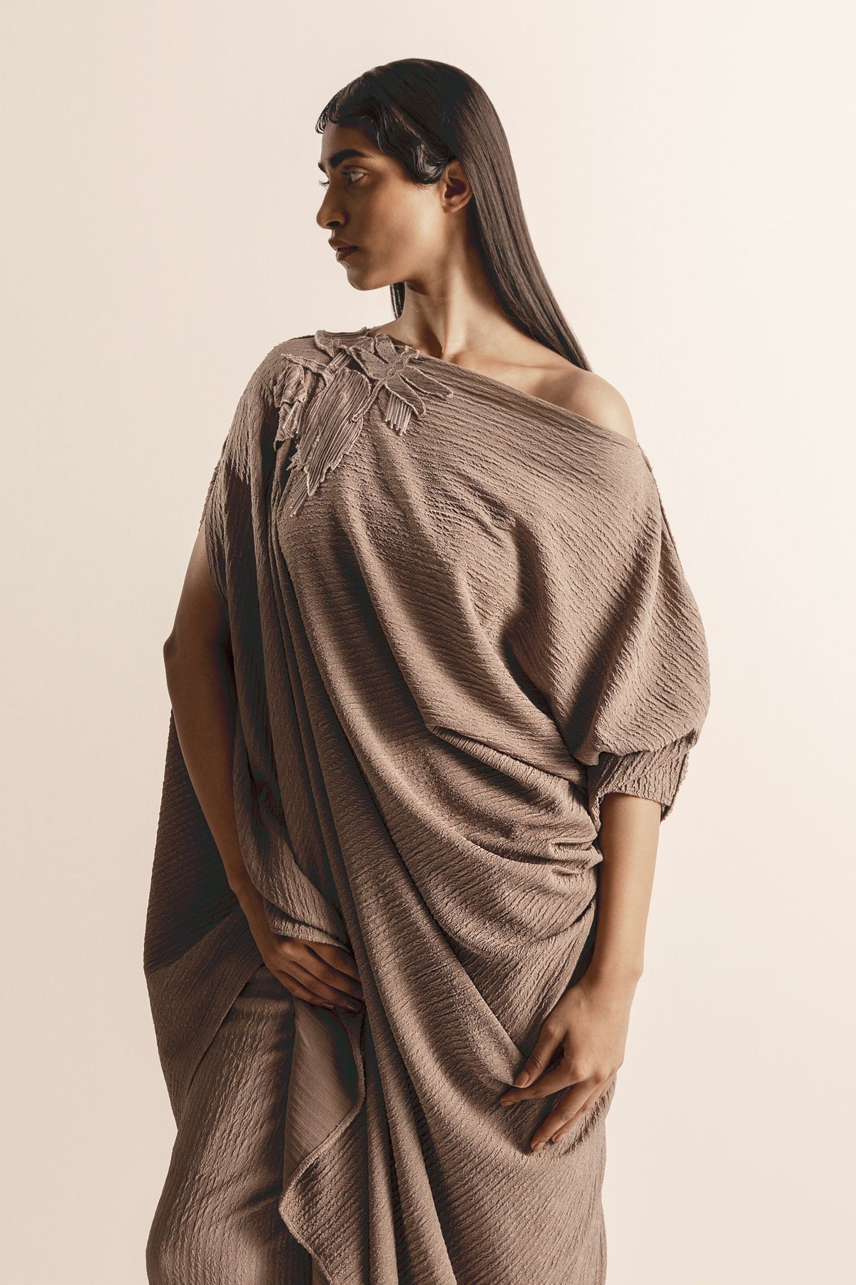 Nadru Knit Draped Tunic Set