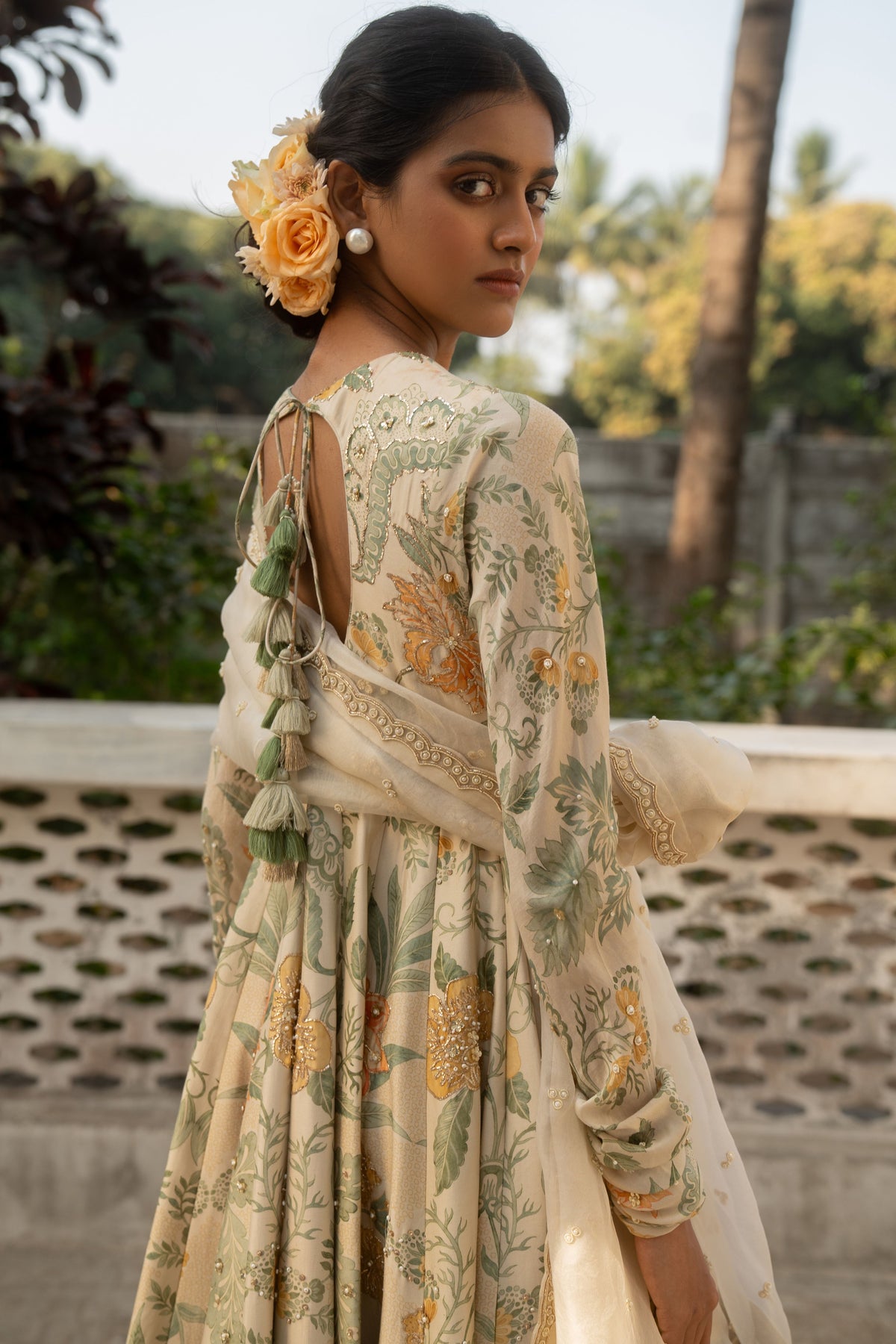 Ivory Embroidered Anarkali Set