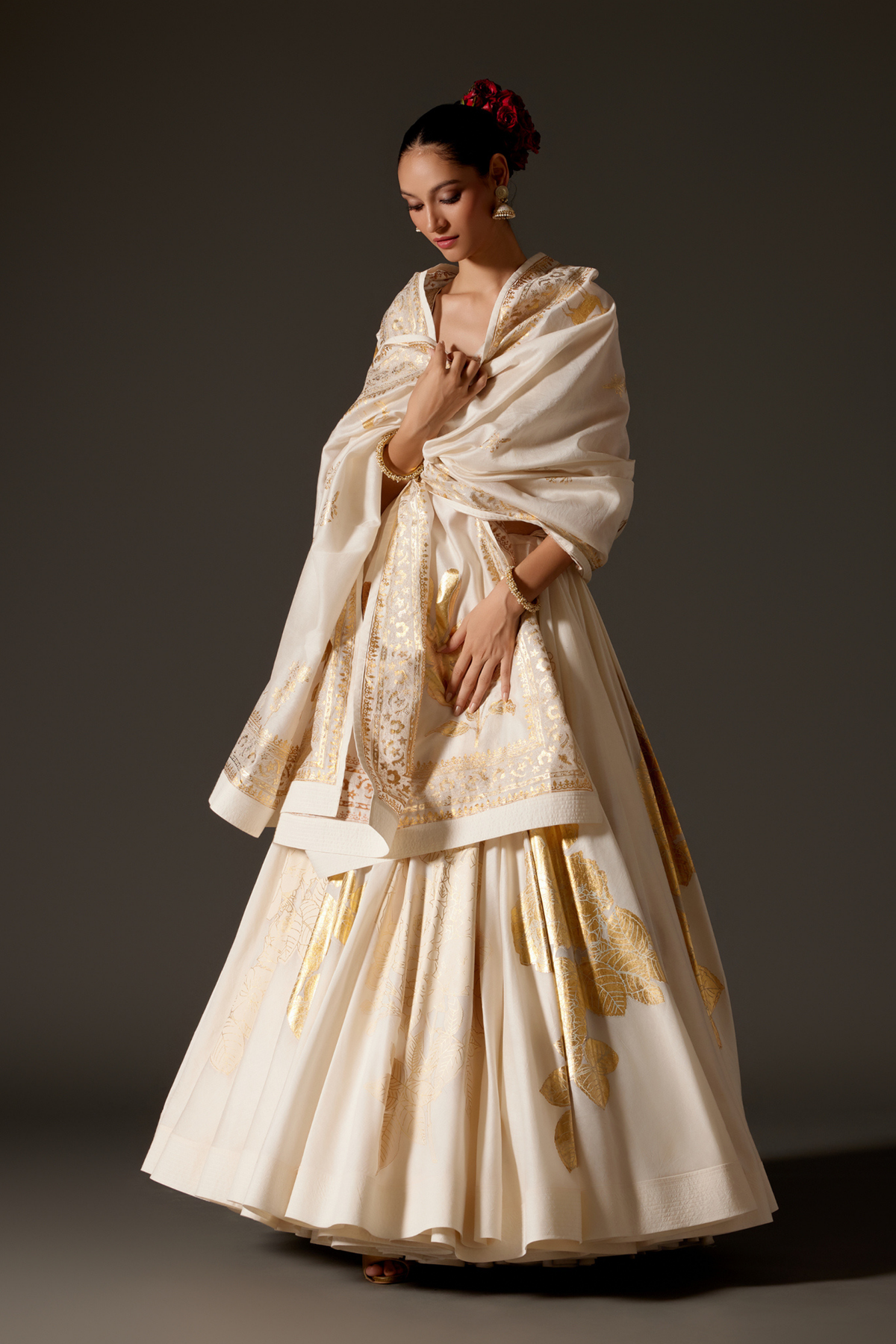 Ivory Chanderi Anarkali Set