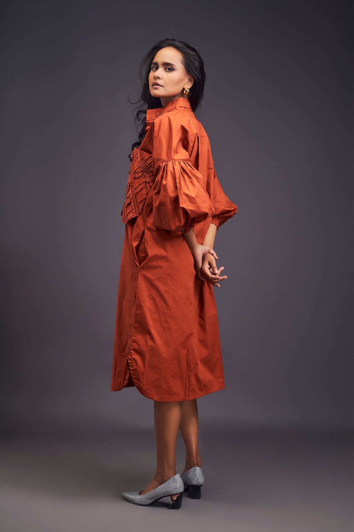 Rust Oversized Shirt Dress