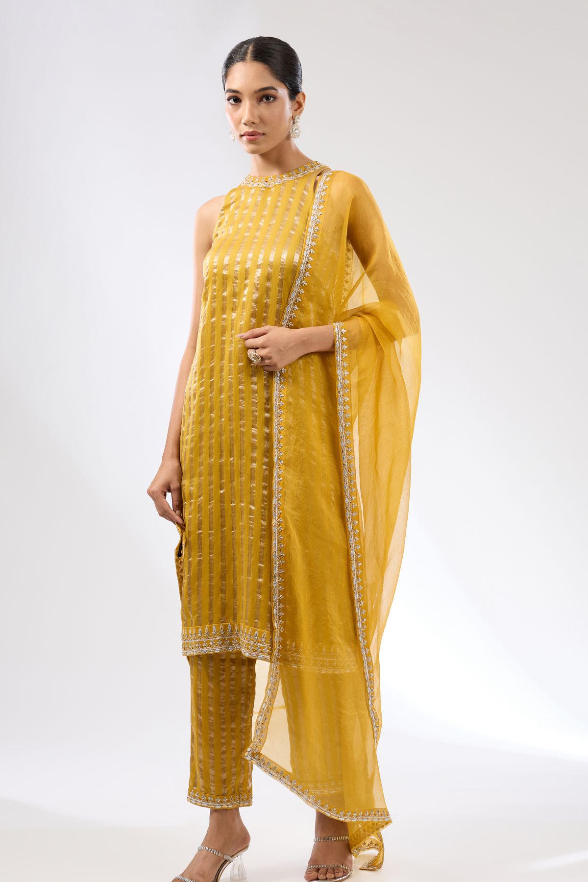 Gota Patti Mustard Kurta Set