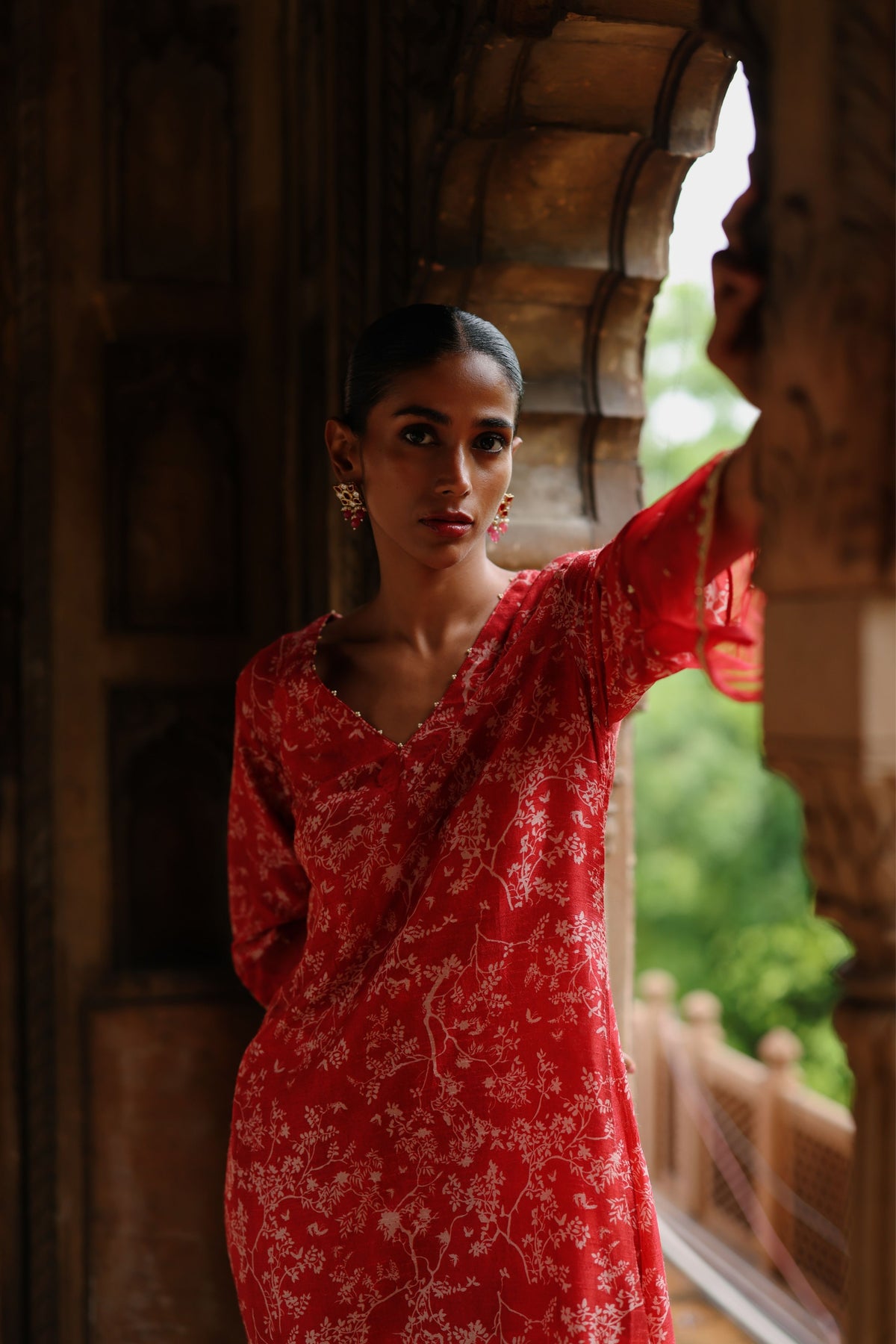 Red Sequin Kurta Set