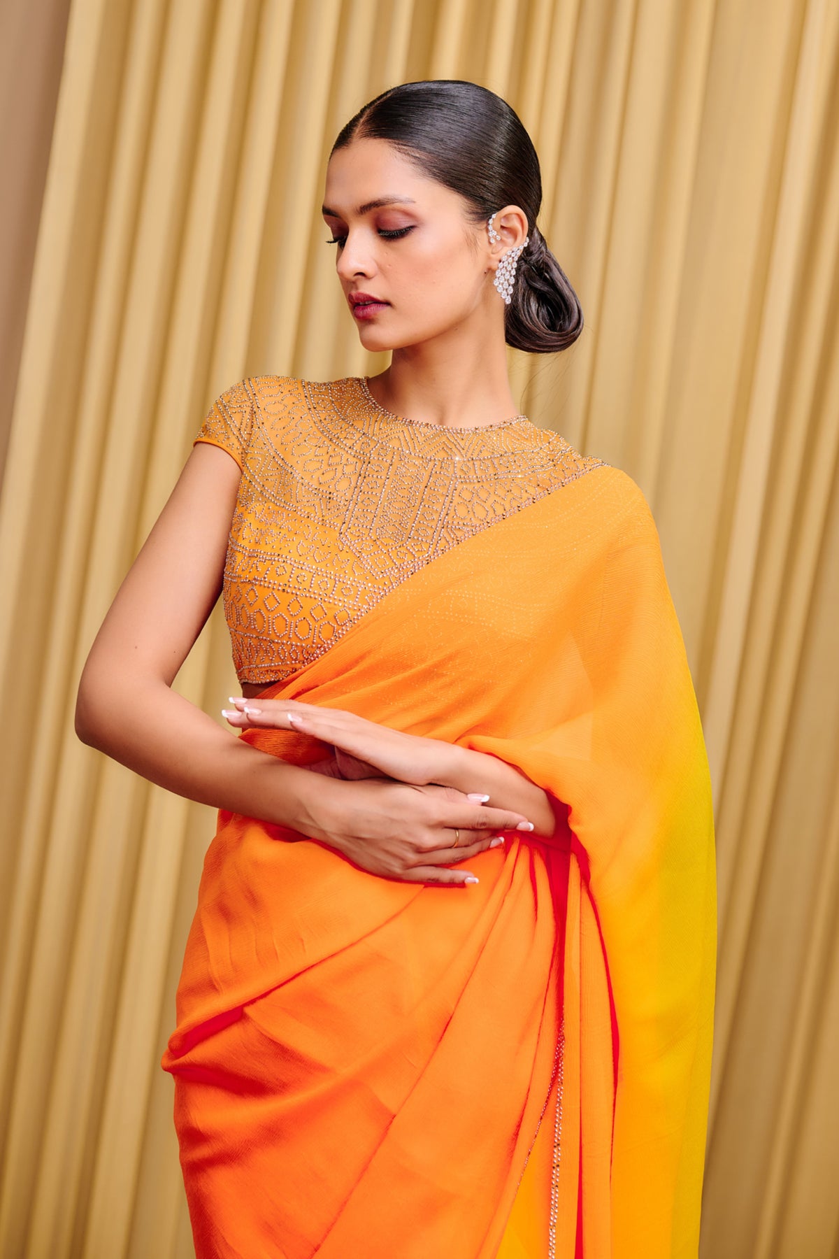 Signature Chiffon Saree And Crystallized Blouse