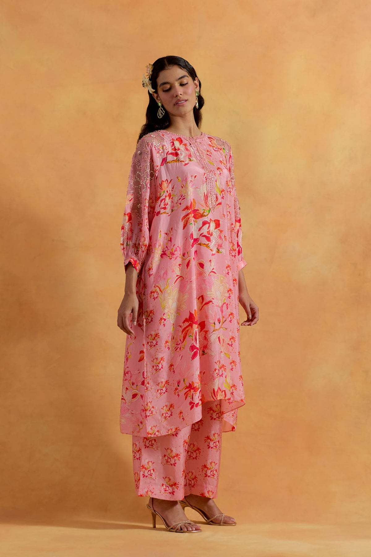 Peach Magnolia Kurta Set