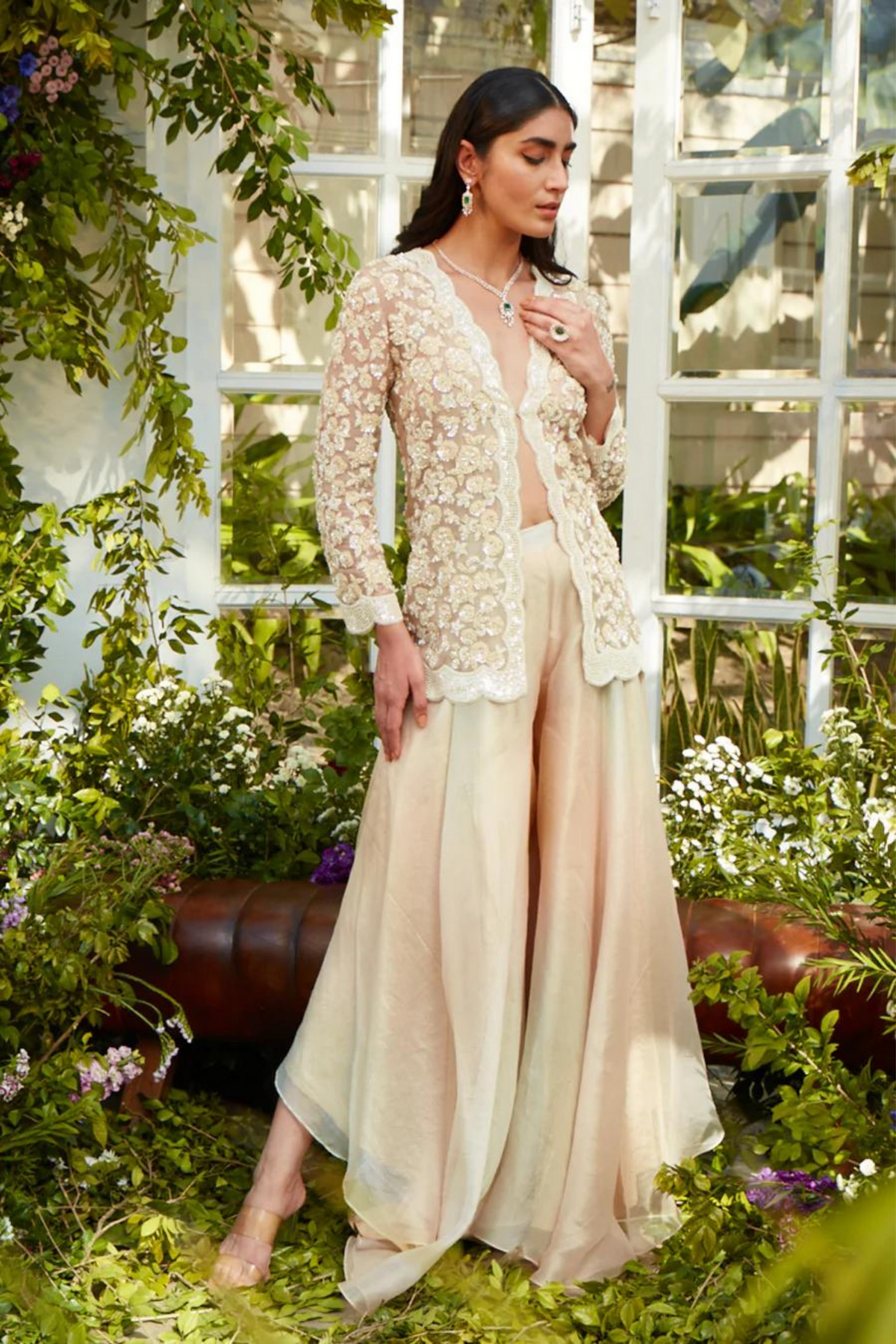 Beige sharara set