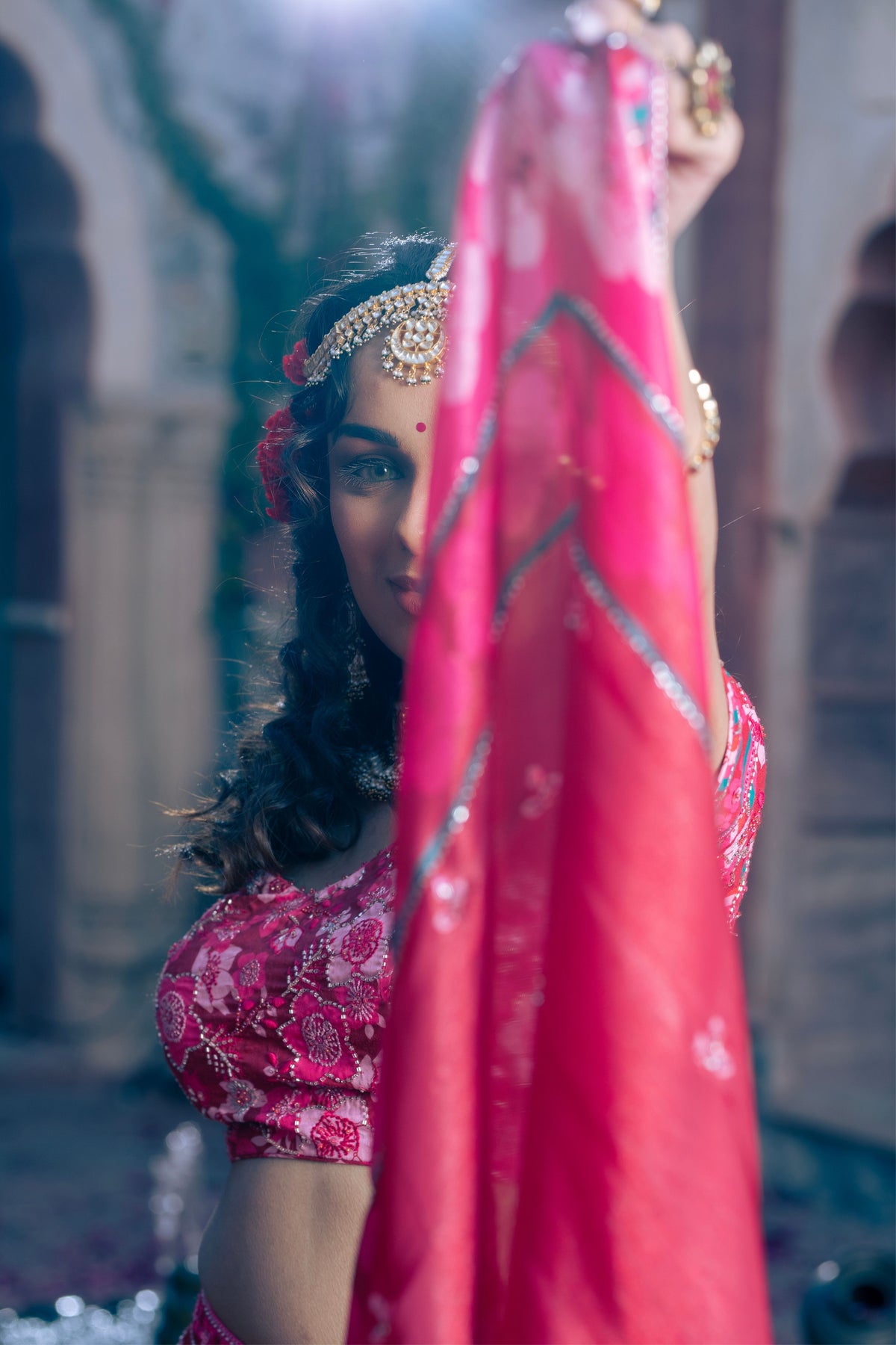 Maroon Embroidered Lehenga Set