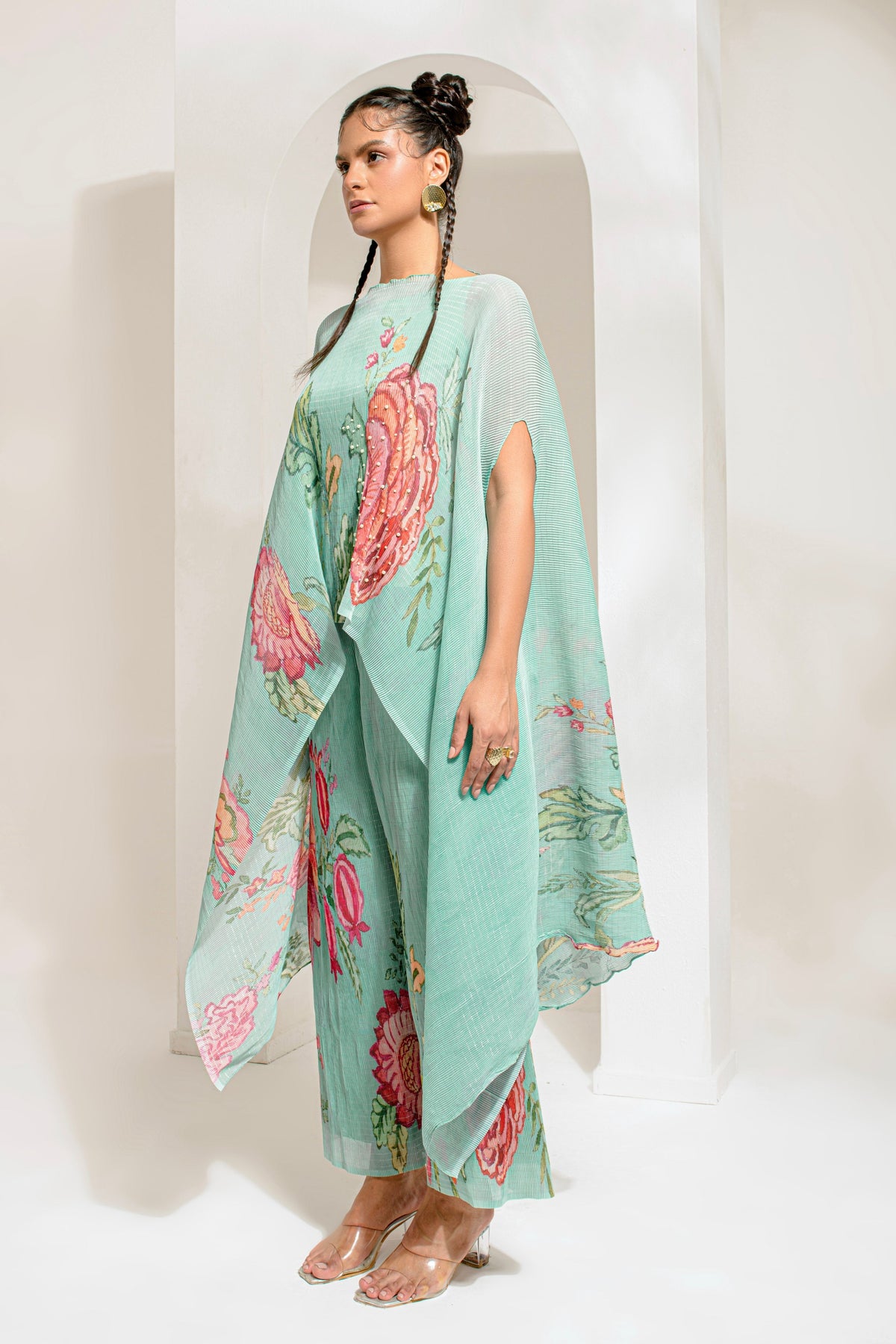 Green Hp Kaftan And Pant