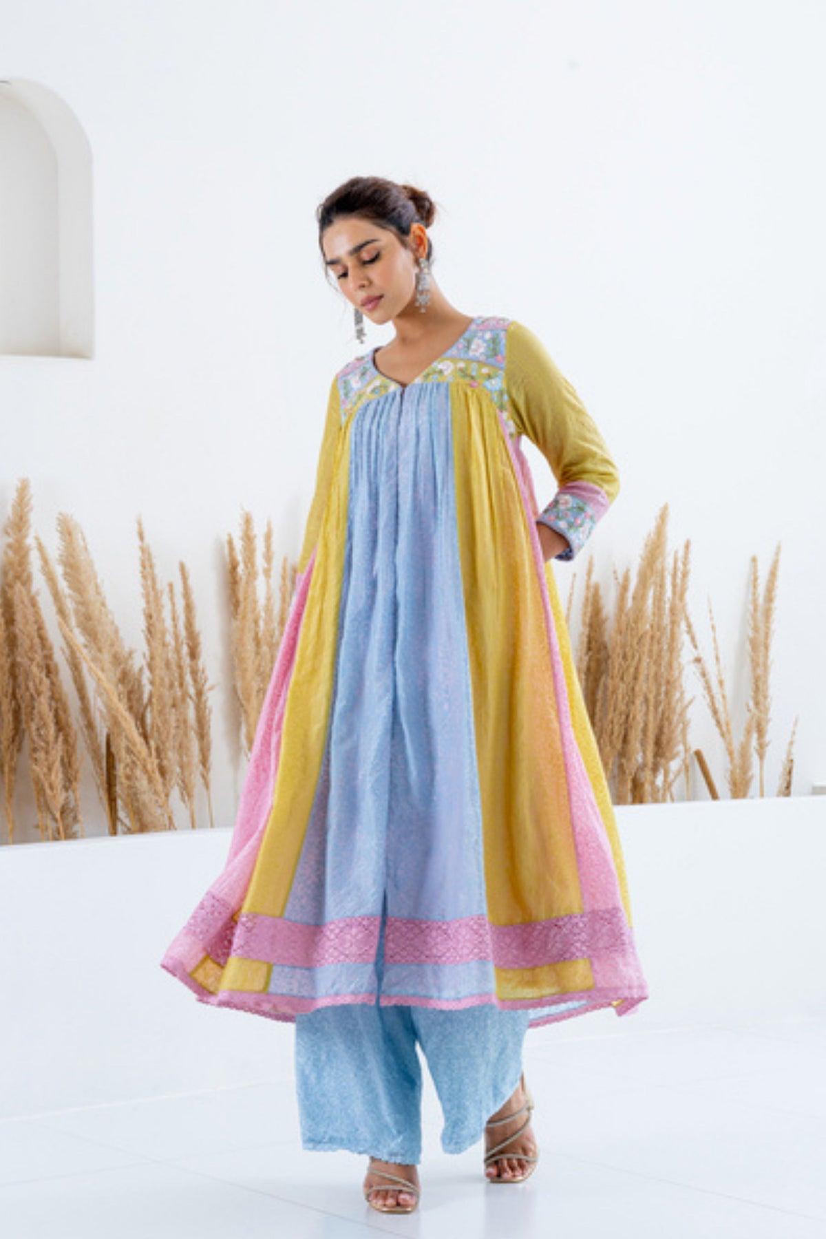 Blue Yellow Kurta Set