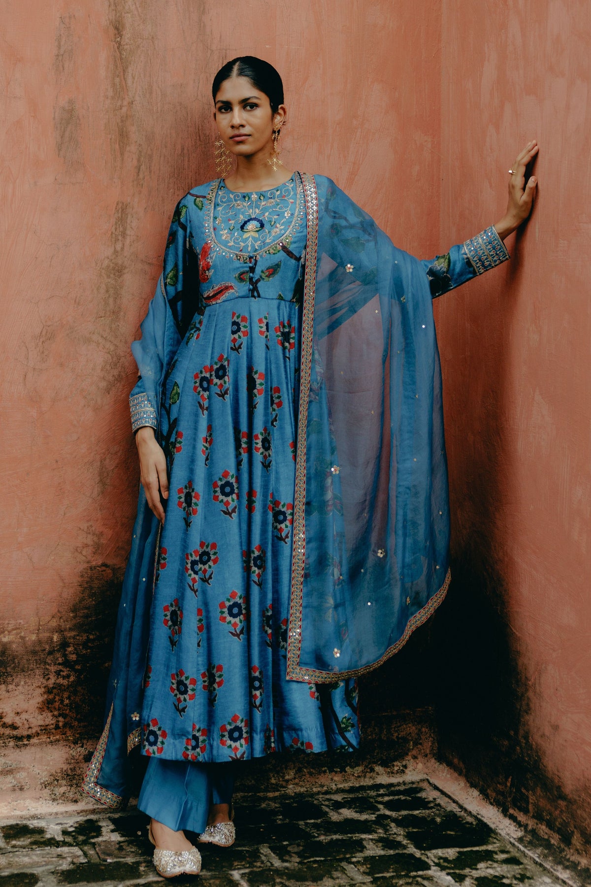 Azure Blue Anarkali Set