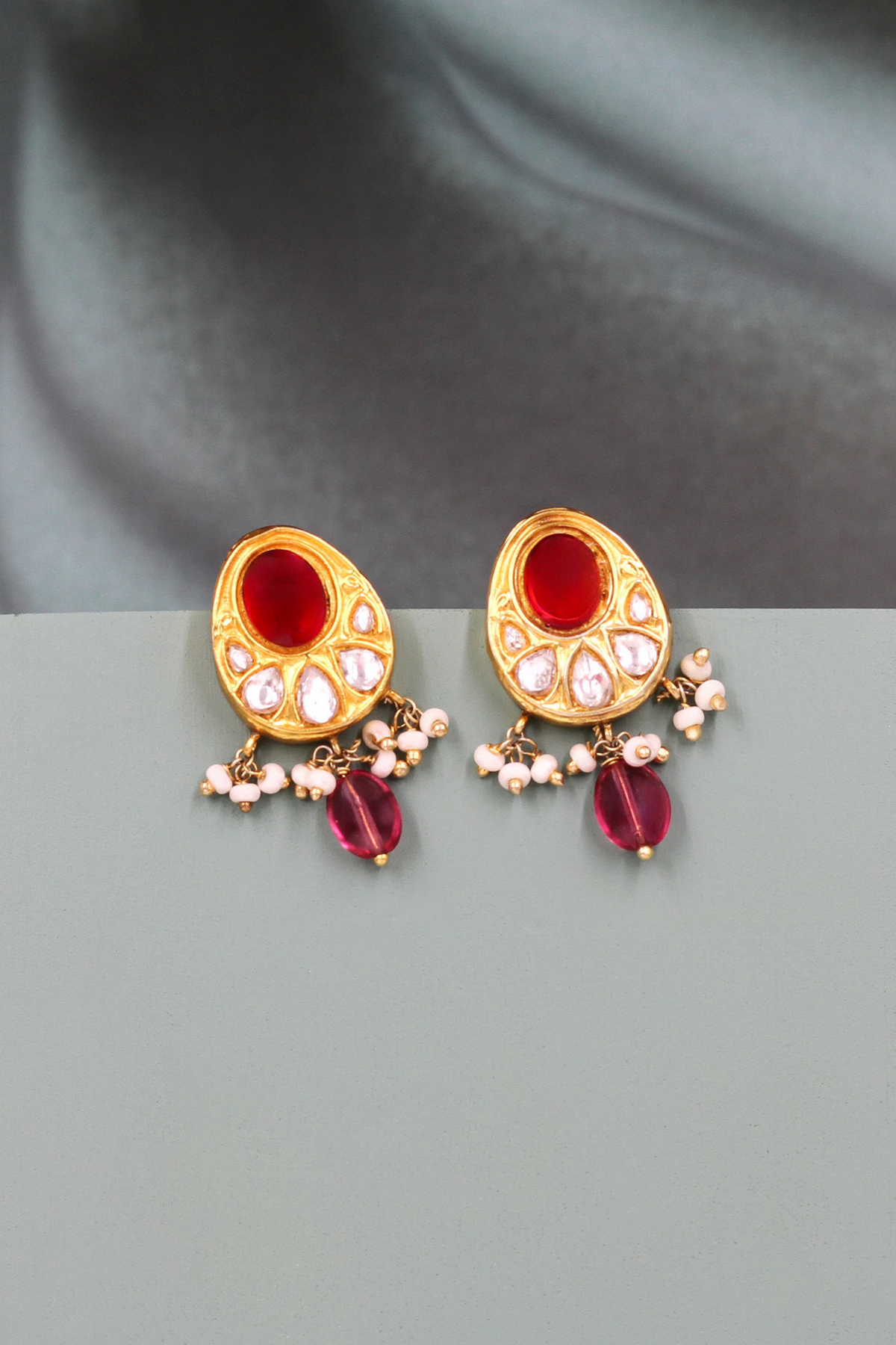 Luminous Gold Kundan Studded Earrings.