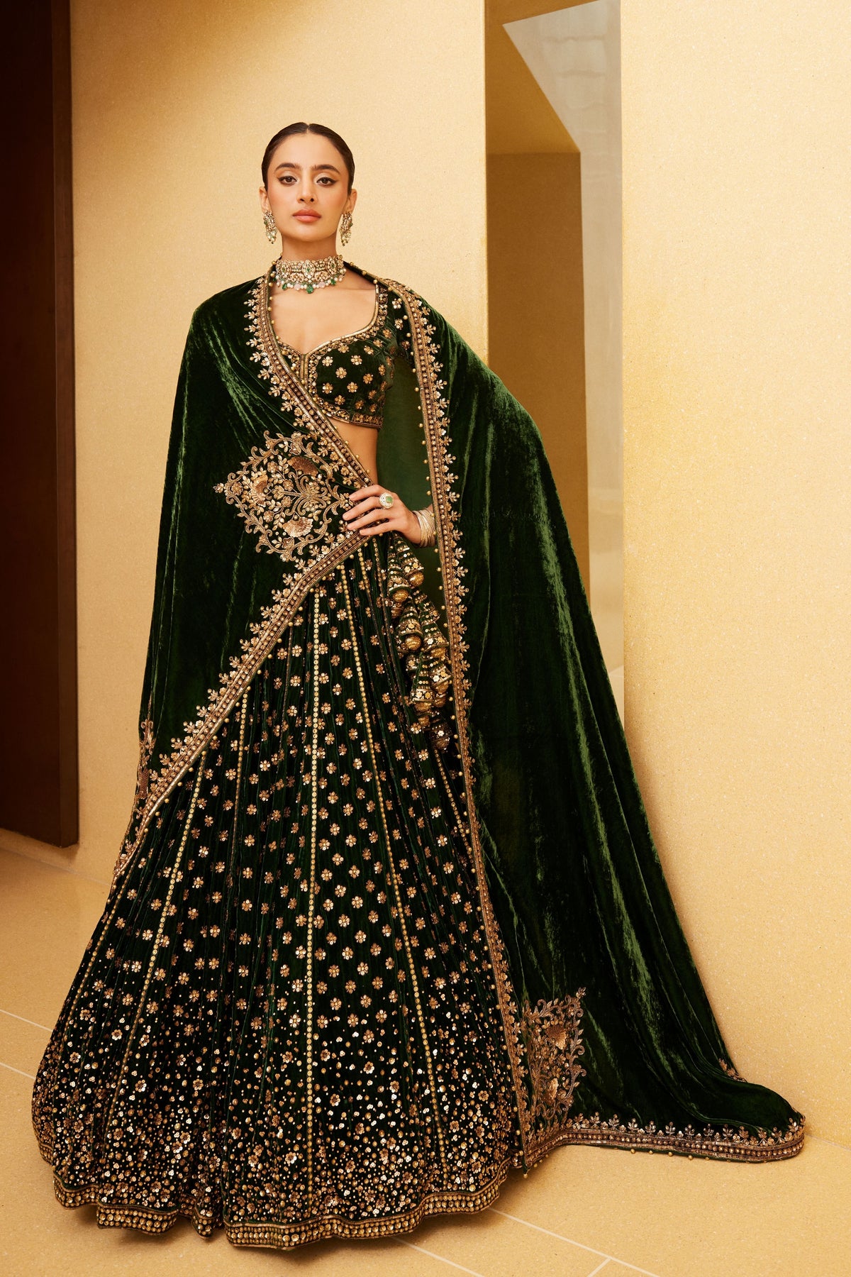 Bottle Green Lehenga Set