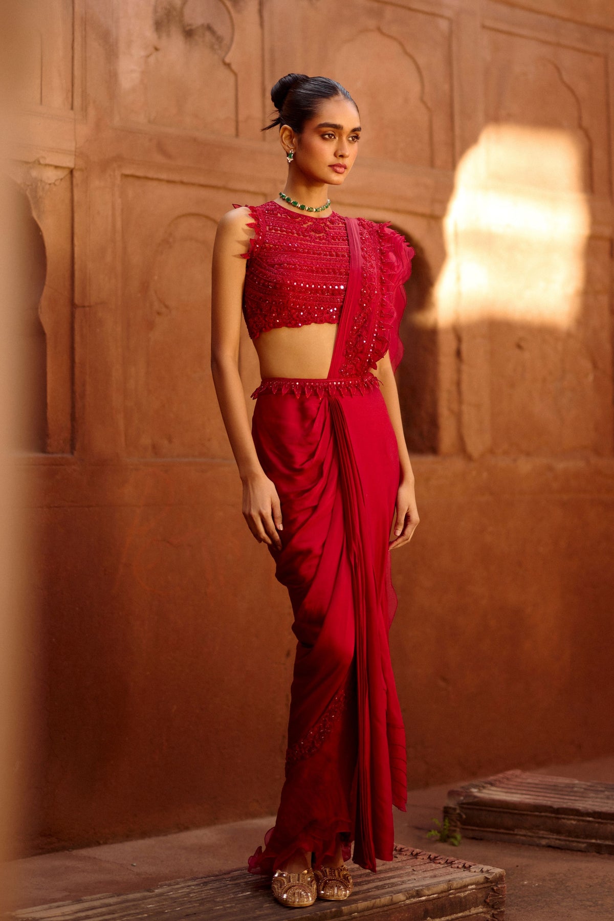 Garnet Draped Saree