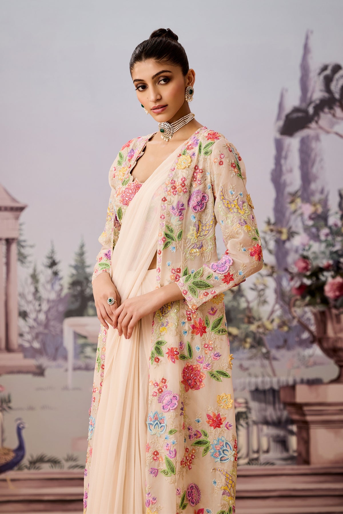 Pj Ntu Jacket Saree Set